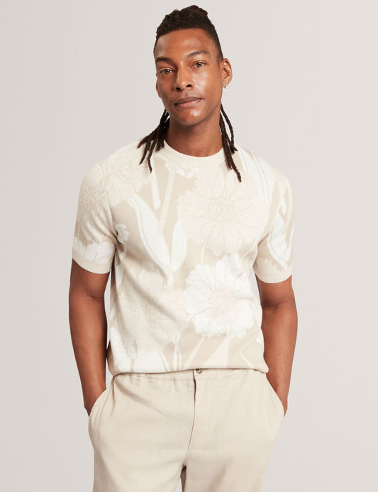 Ted Baker BARYN Jacquard Botanical Wool Blend T-Shirt