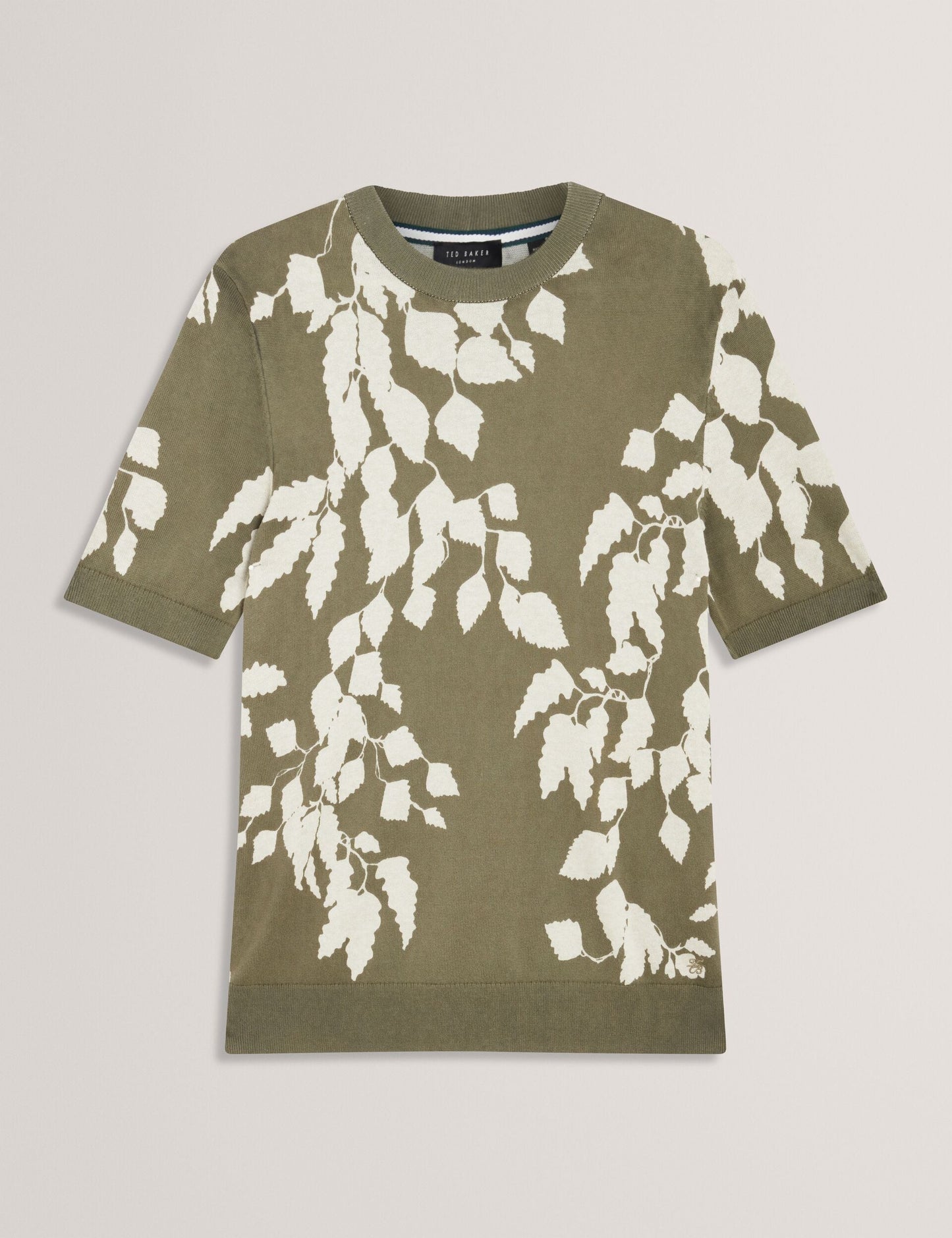 Ted Baker ALDDAT Foliage Print Cotton Fine Knit T-Shirt