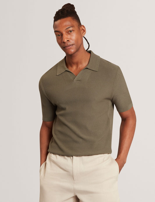 Ted Baker AINDREA Stitched Rib Open Neck Polo Shirt