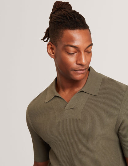 Ted Baker AINDREA Stitched Rib Open Neck Polo Shirt