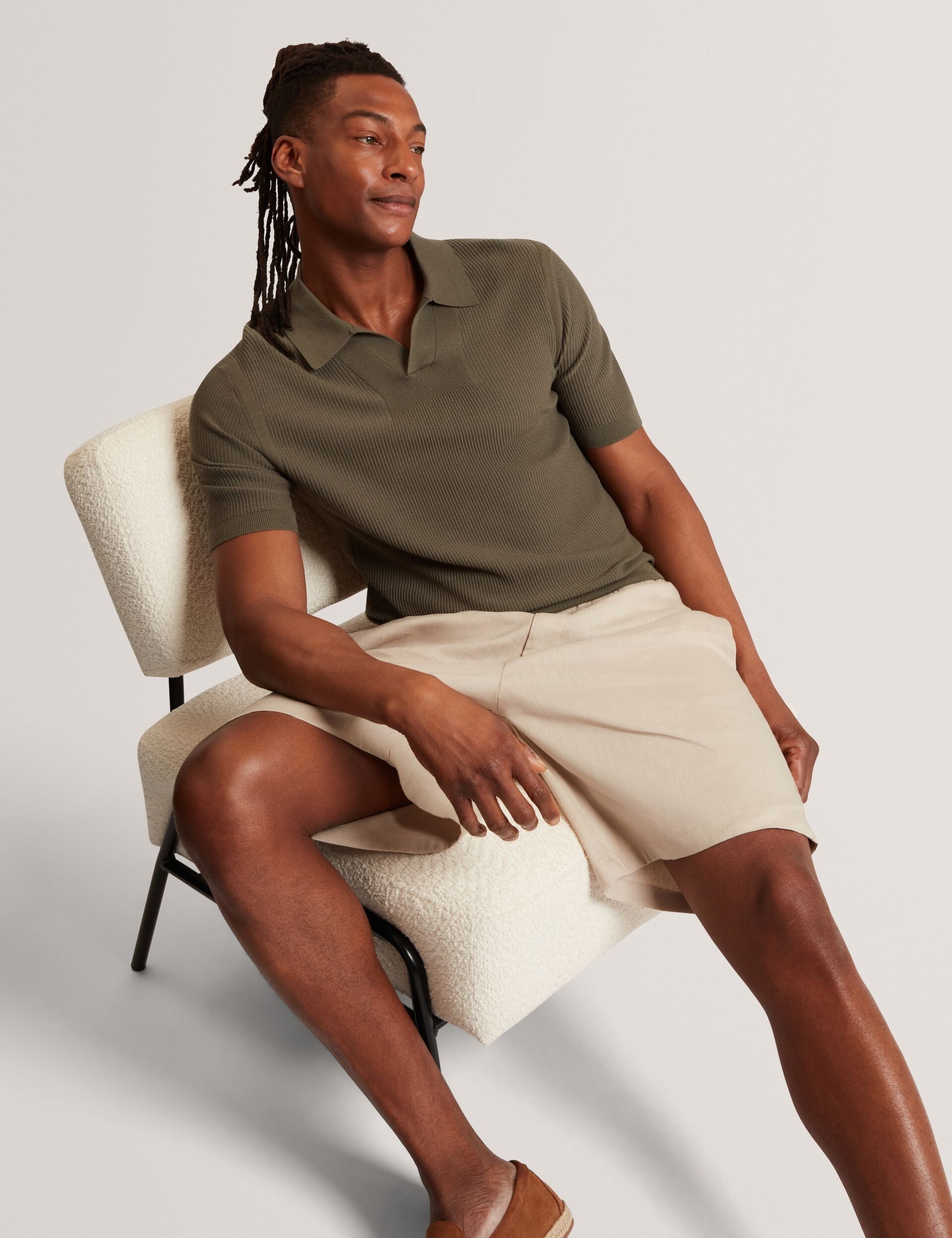 Ted Baker AINDREA Stitched Rib Open Neck Polo Shirt