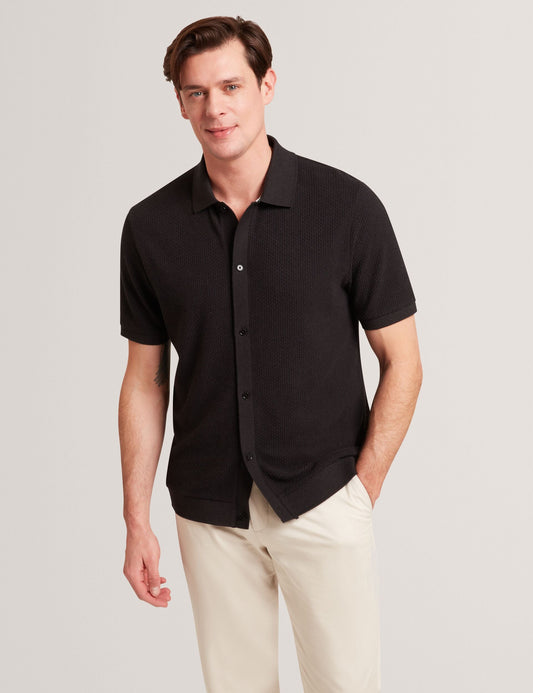 Ted Baker CONNYR Textured Knit Button-Through Polo Shirt