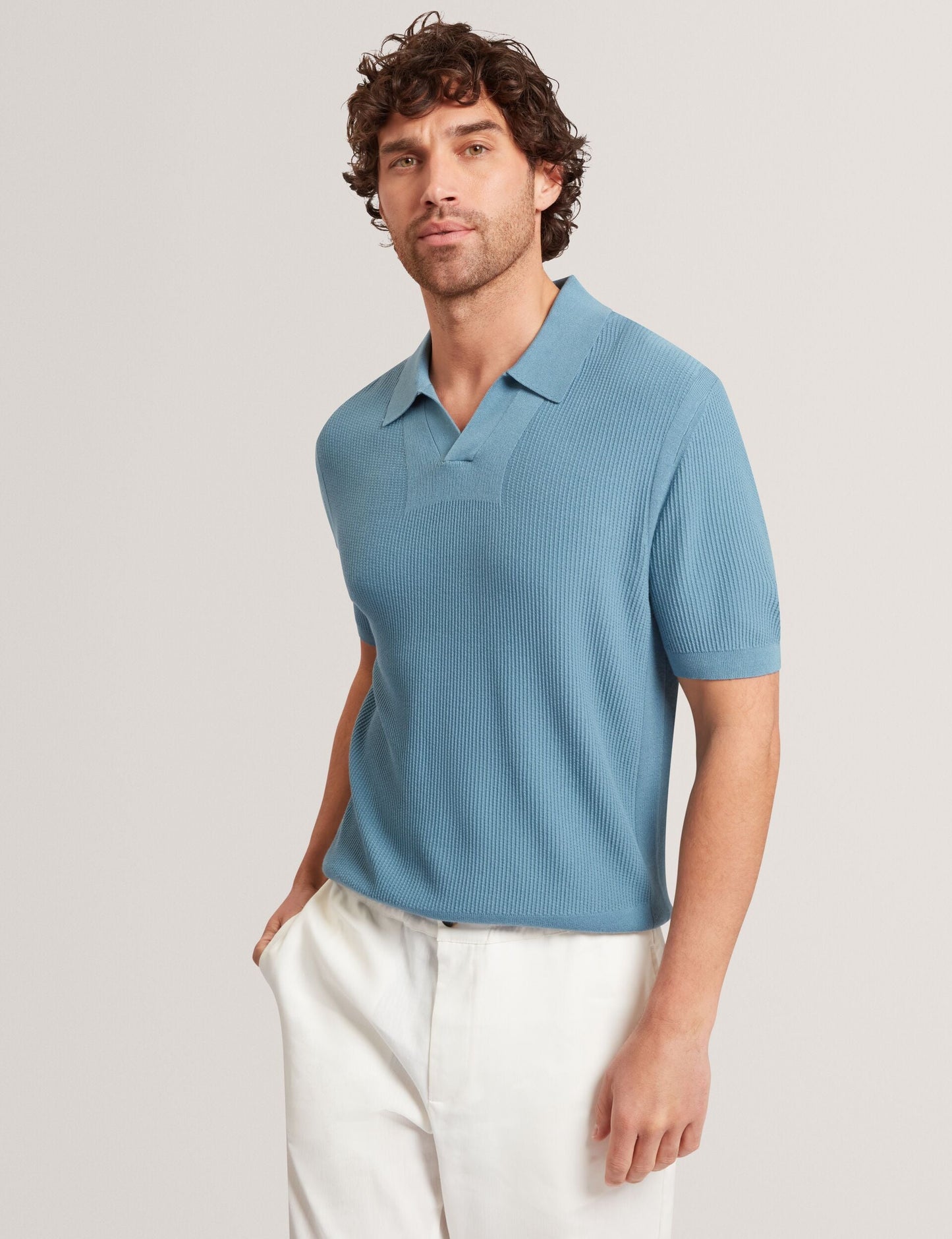 Ted Baker AINDREA Stitched Rib Open Neck Polo Shirt