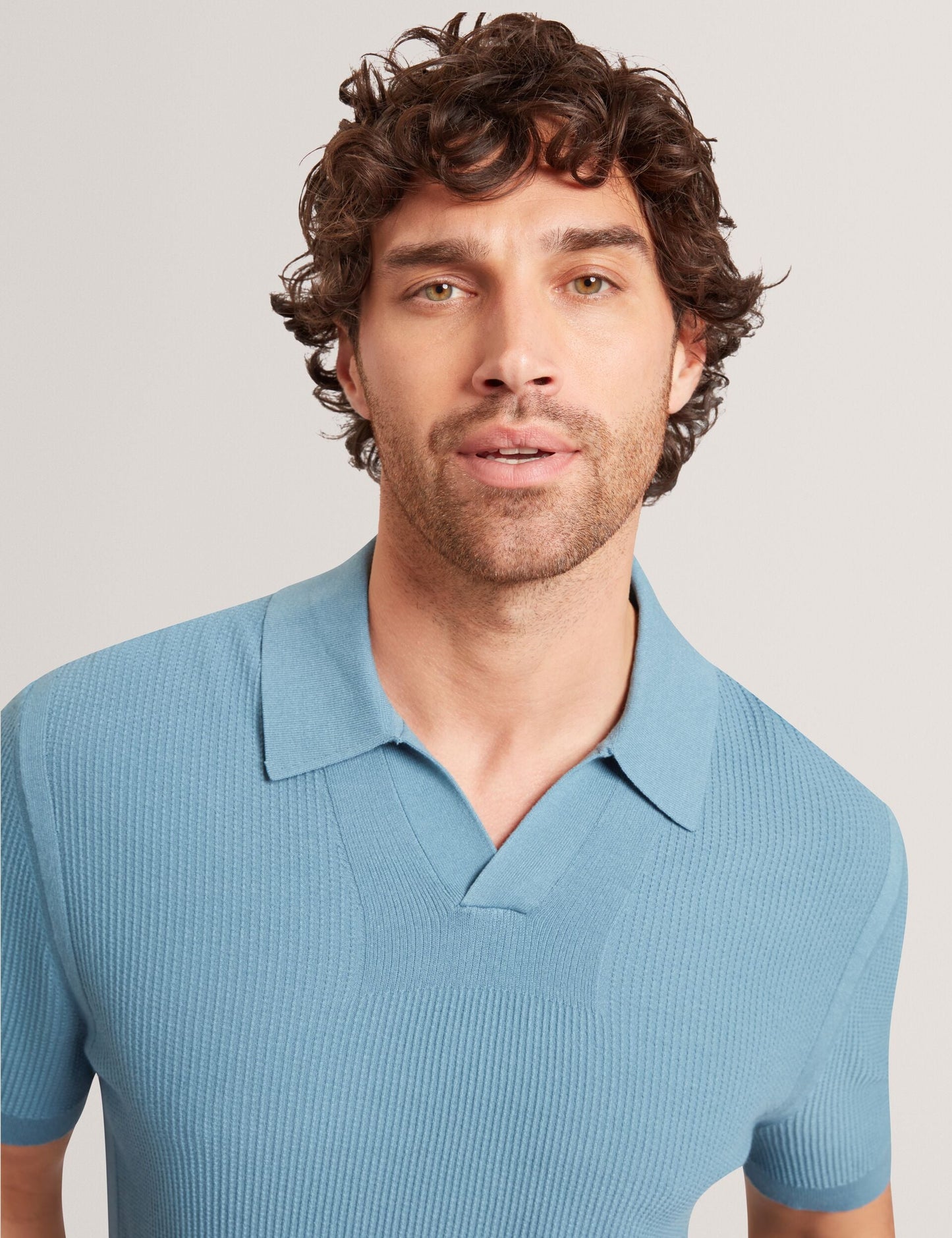 Ted Baker AINDREA Stitched Rib Open Neck Polo Shirt