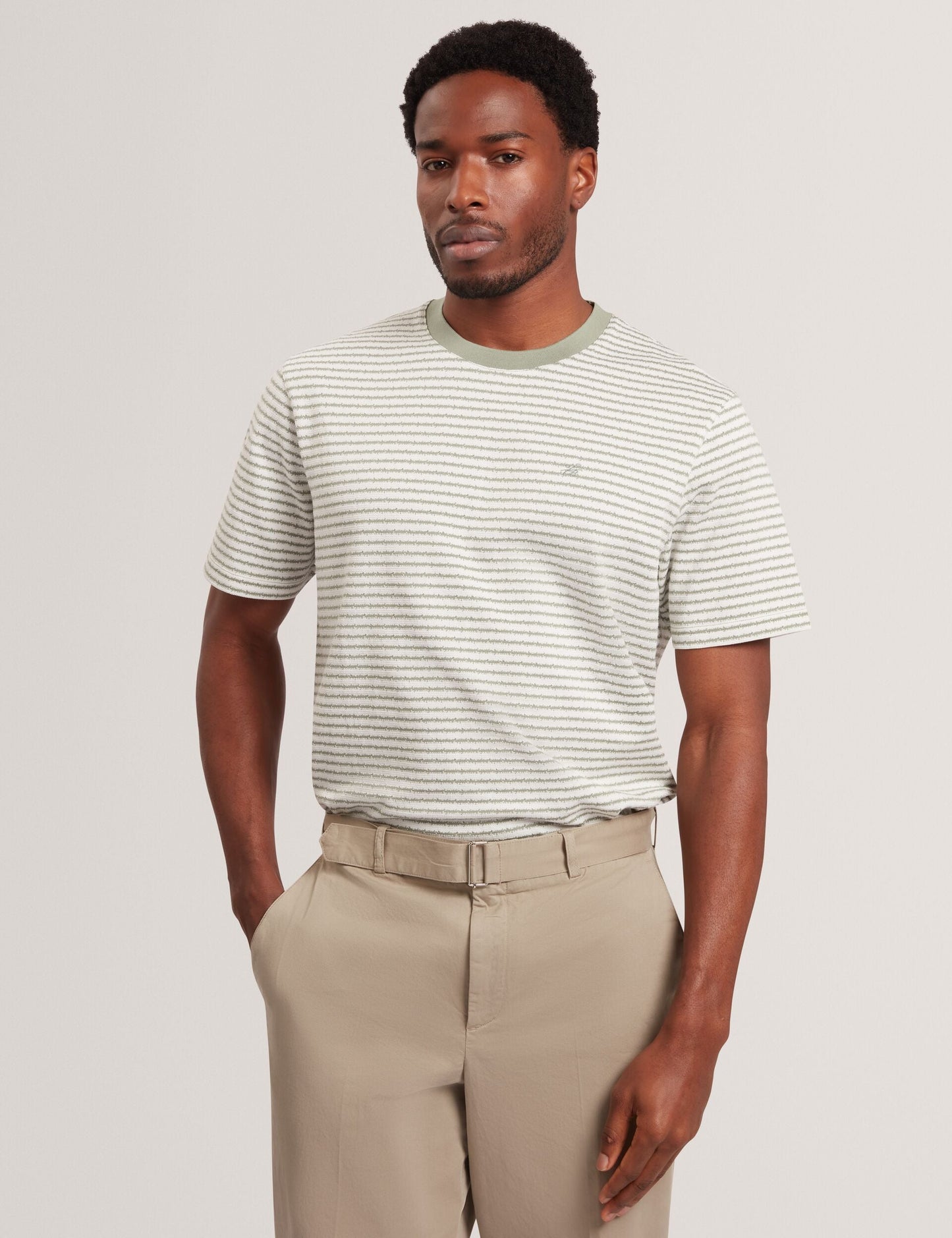 Ted Baker VEXRIN Textural Stripe Crew Neck Cotton T-Shirt