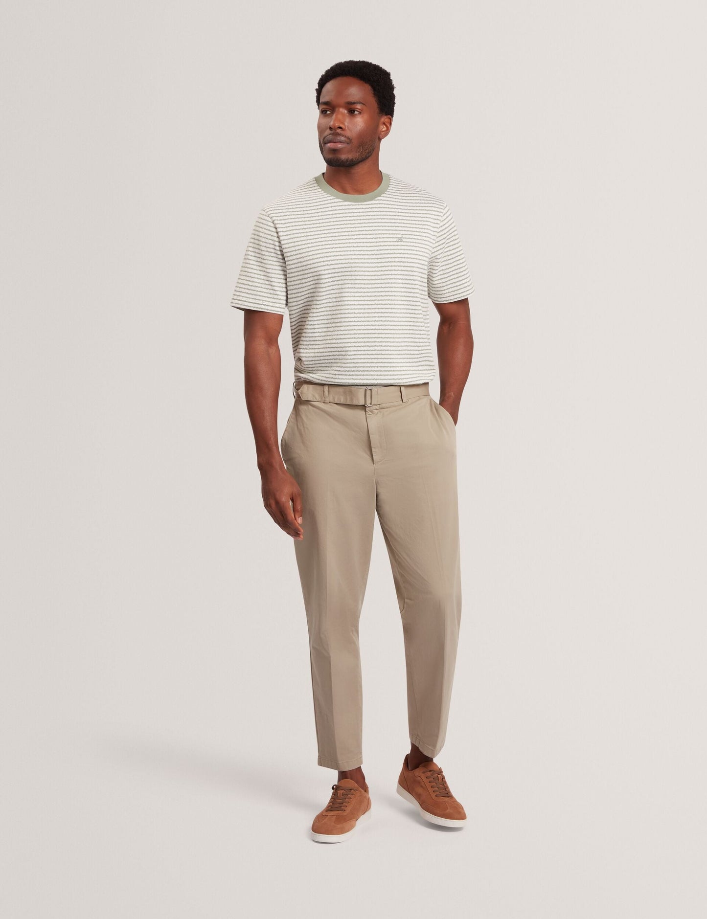 Ted Baker VEXRIN Textural Stripe Crew Neck Cotton T-Shirt