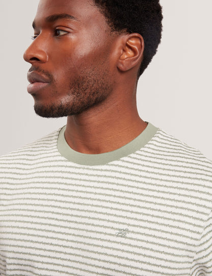 Ted Baker VEXRIN Textural Stripe Crew Neck Cotton T-Shirt