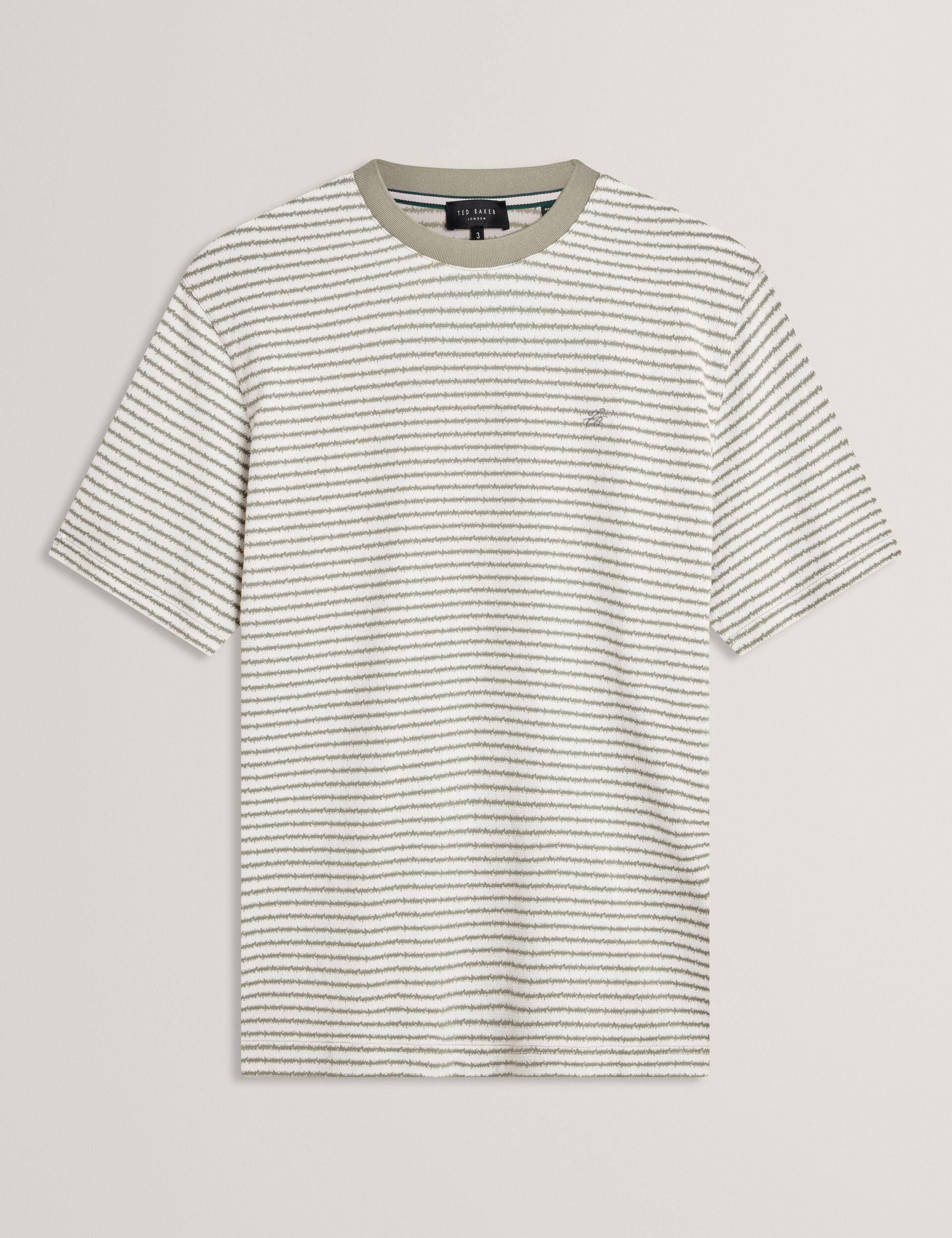 Ted Baker VEXRIN Textural Stripe Crew Neck Cotton T-Shirt