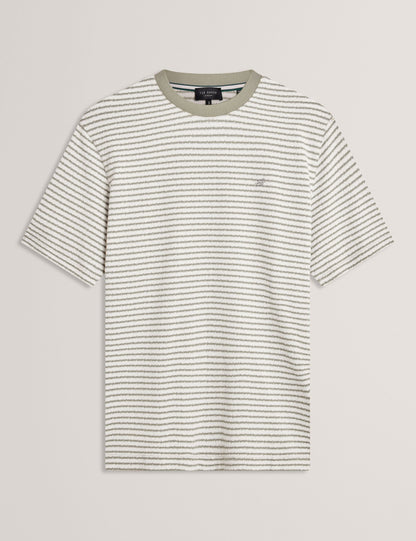 Ted Baker VEXRIN Textural Stripe Crew Neck Cotton T-Shirt