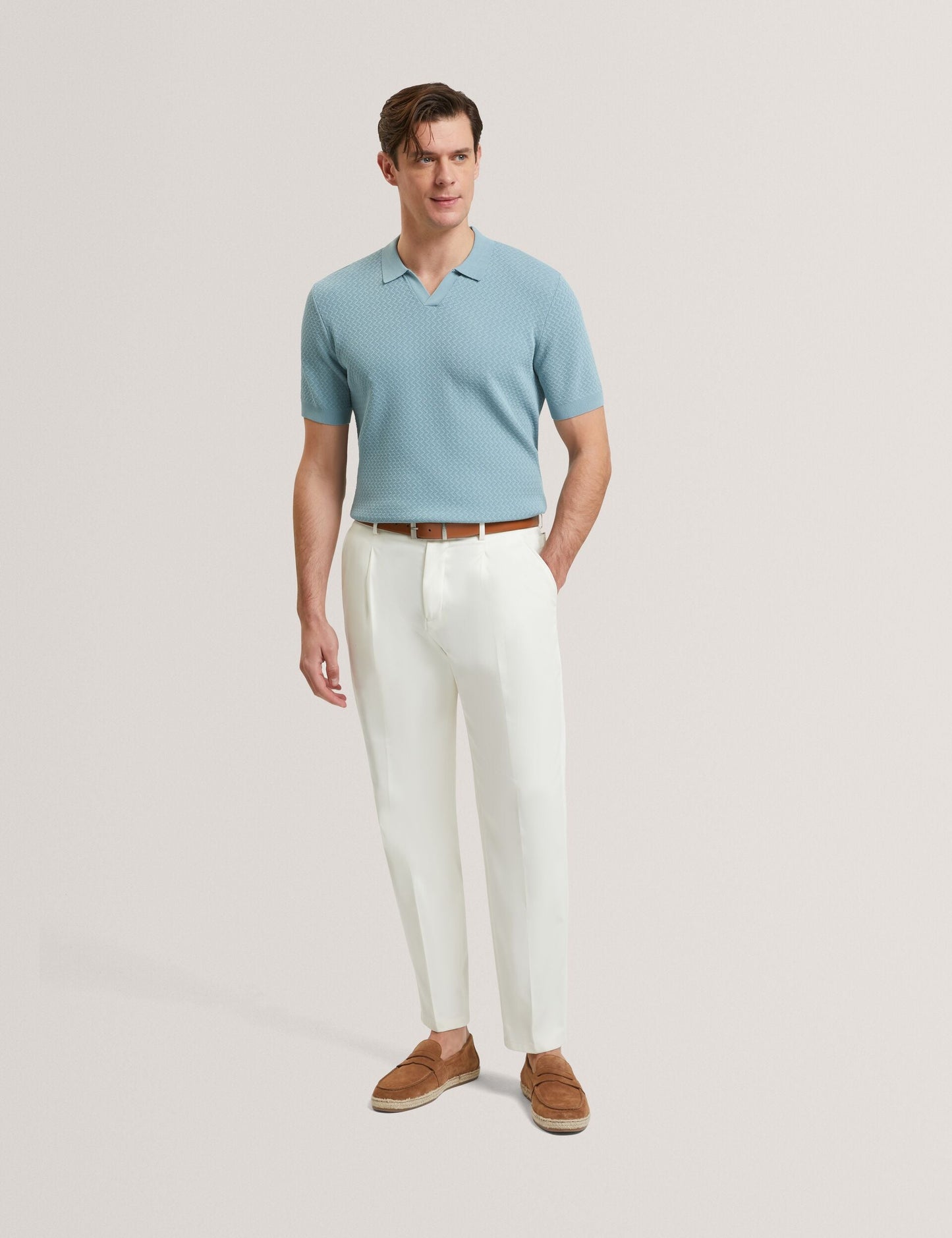 Ted Baker LUTHEN Zig Zag Knit Open Neck Polo