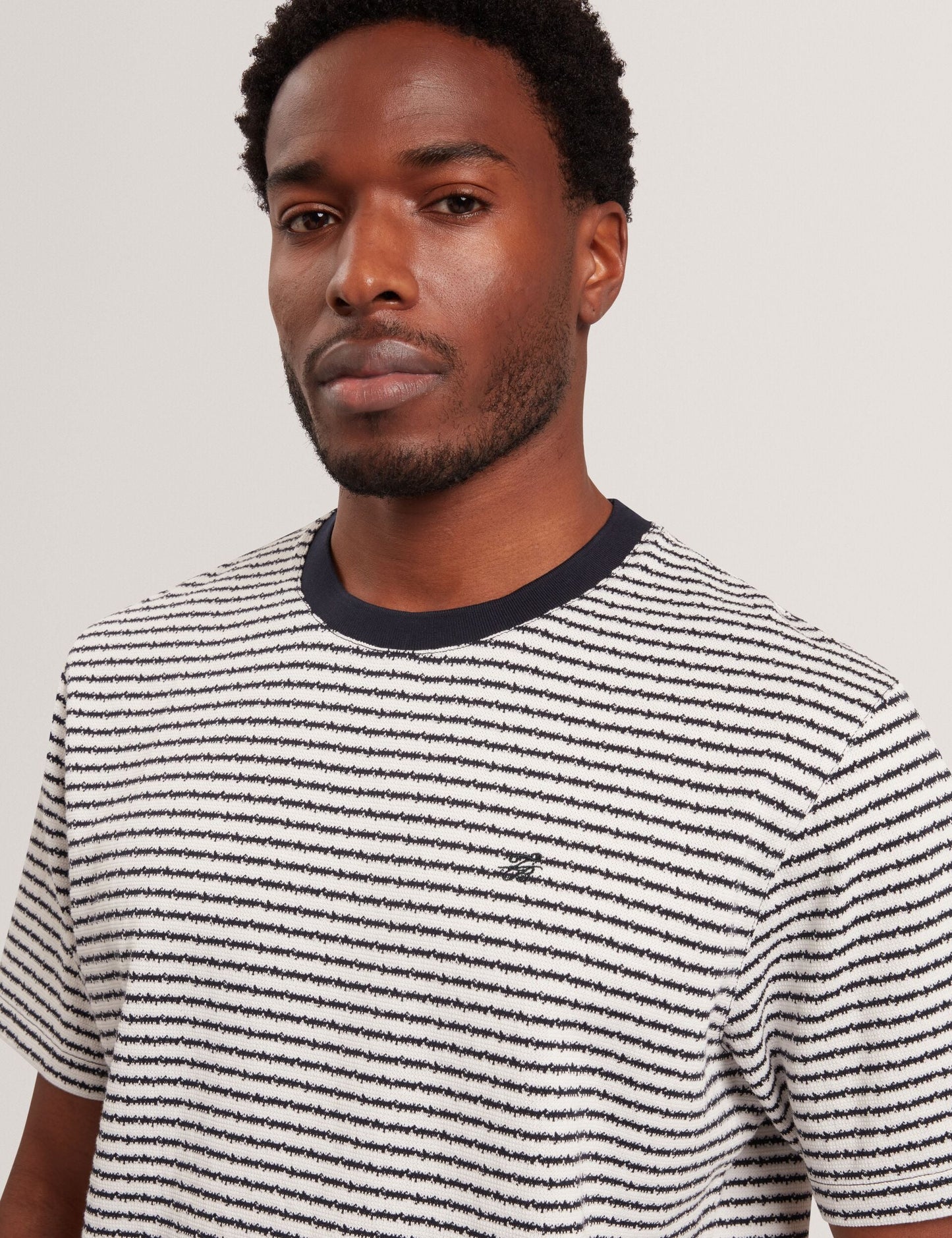 Ted Baker VEXRIN Textural Stripe Crew Neck Cotton T-Shirt