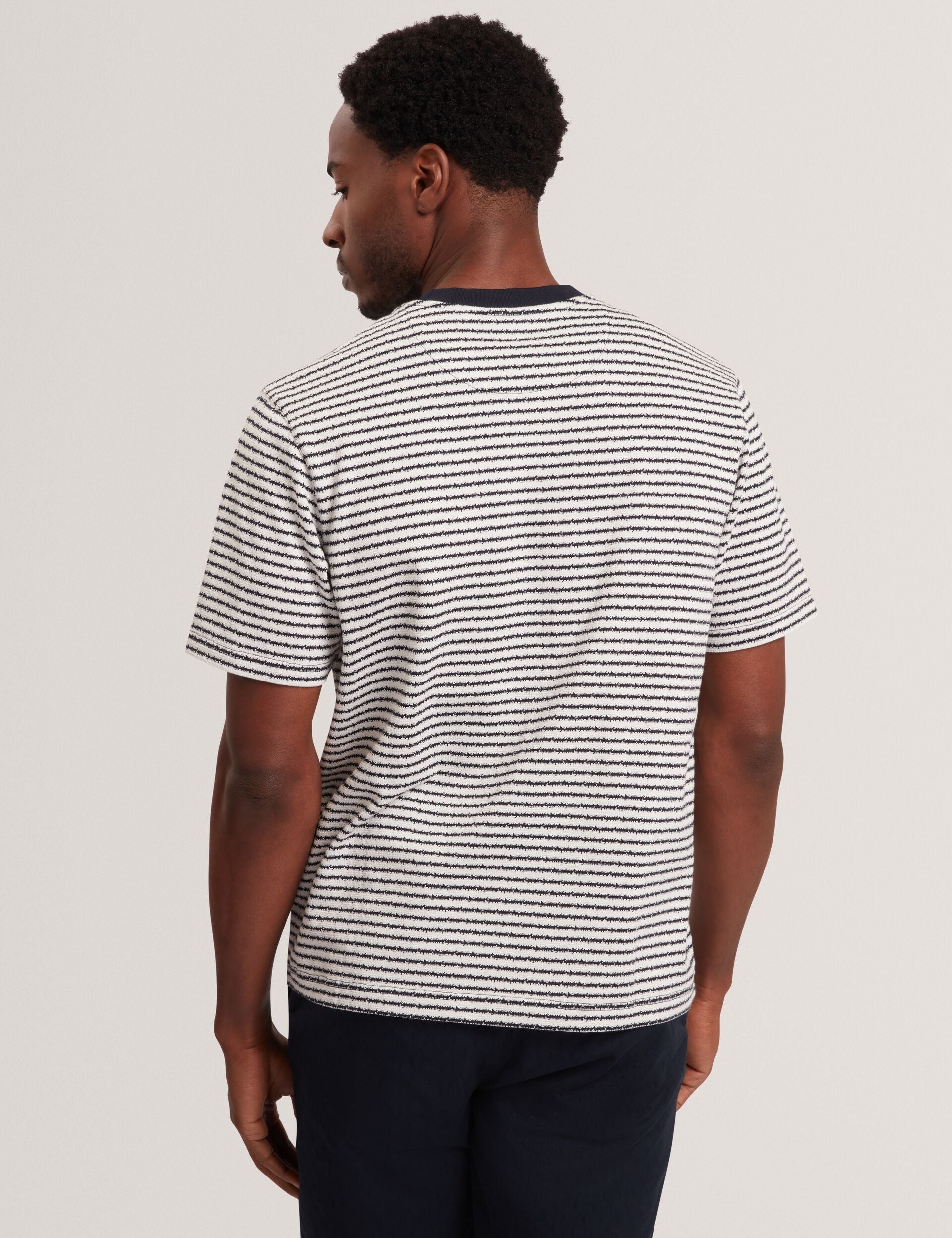 Ted Baker VEXRIN Textural Stripe Crew Neck Cotton T-Shirt