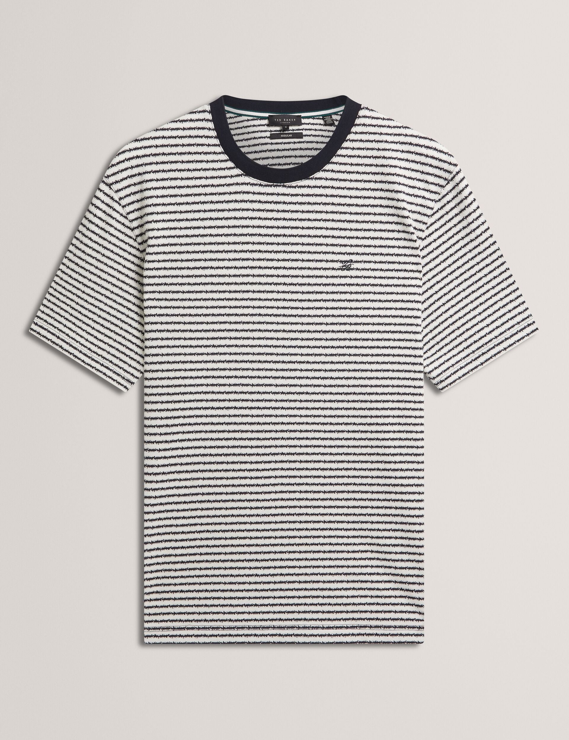 Ted Baker VEXRIN Textural Stripe Crew Neck Cotton T-Shirt