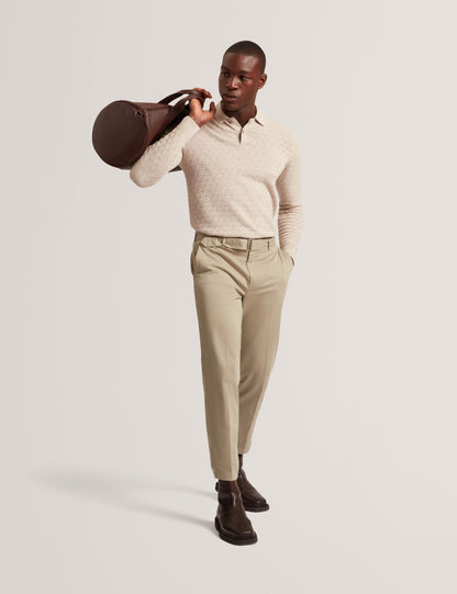 Ted Baker GATEN Branded Texture Long Sleeve Polo