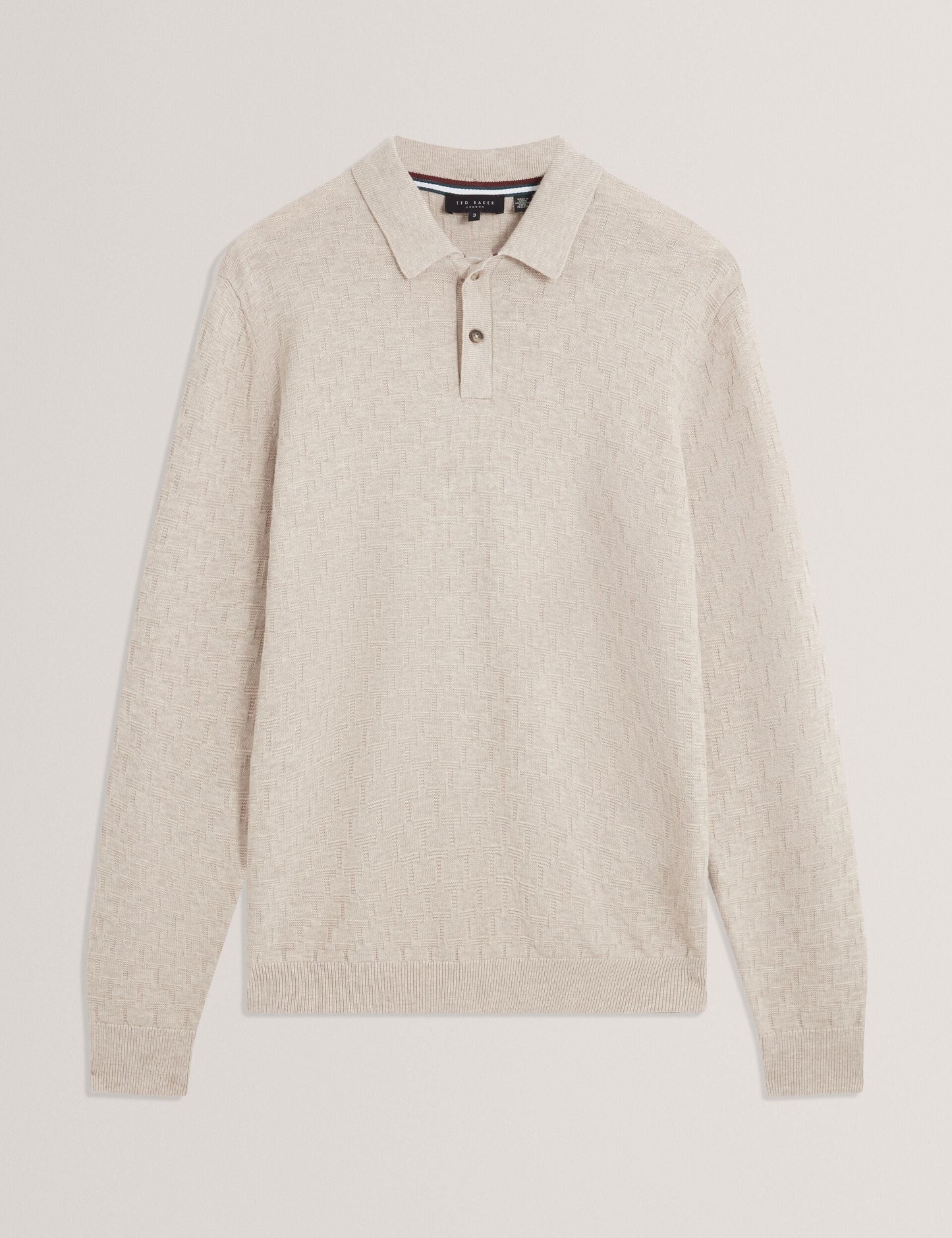 Ted Baker GATEN Branded Texture Long Sleeve Polo