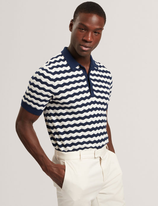 Ted Baker FROOBIE Wavy Stripe Merino Wool Blend Polo