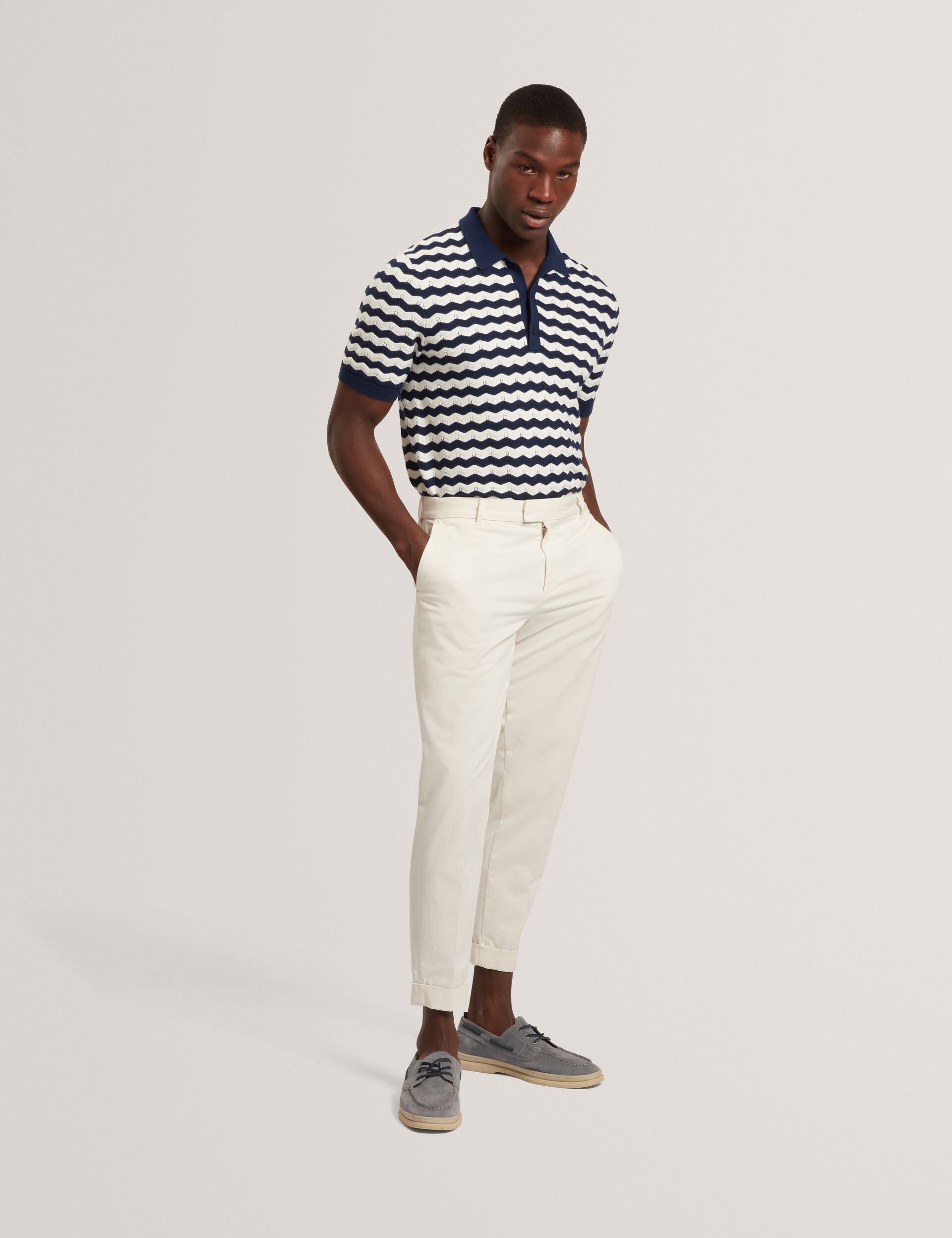 Ted Baker FROOBIE Wavy Stripe Merino Wool Blend Polo