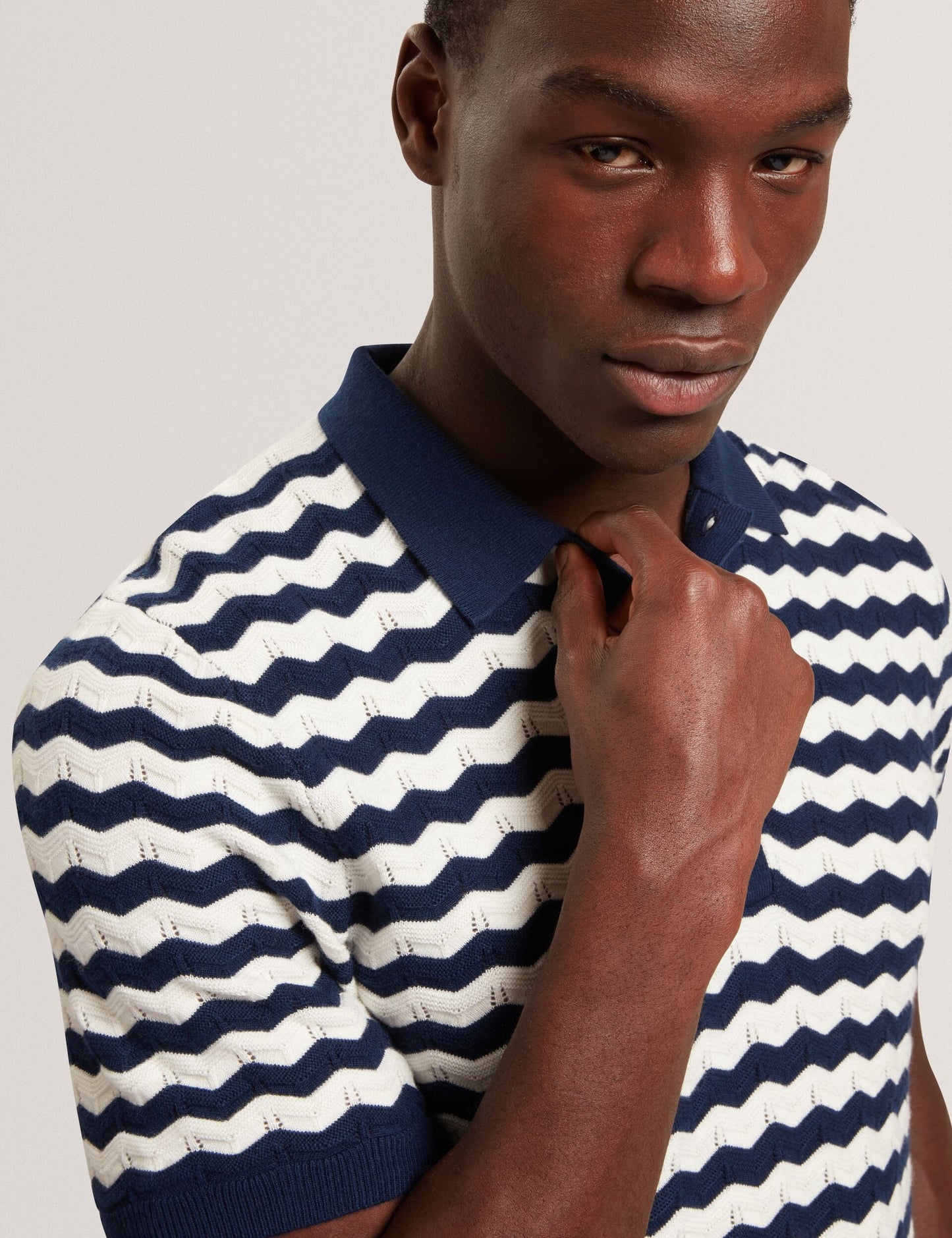 Ted Baker FROOBIE Wavy Stripe Merino Wool Blend Polo