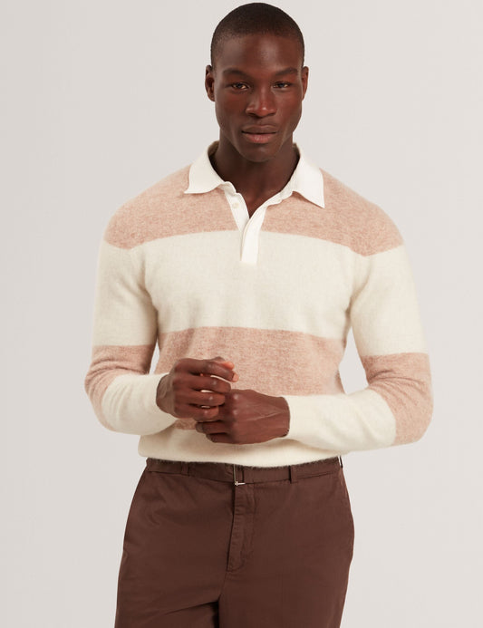 Ted Baker SOLARAN Alpaca Wool Block Stripe Rugby Shirt