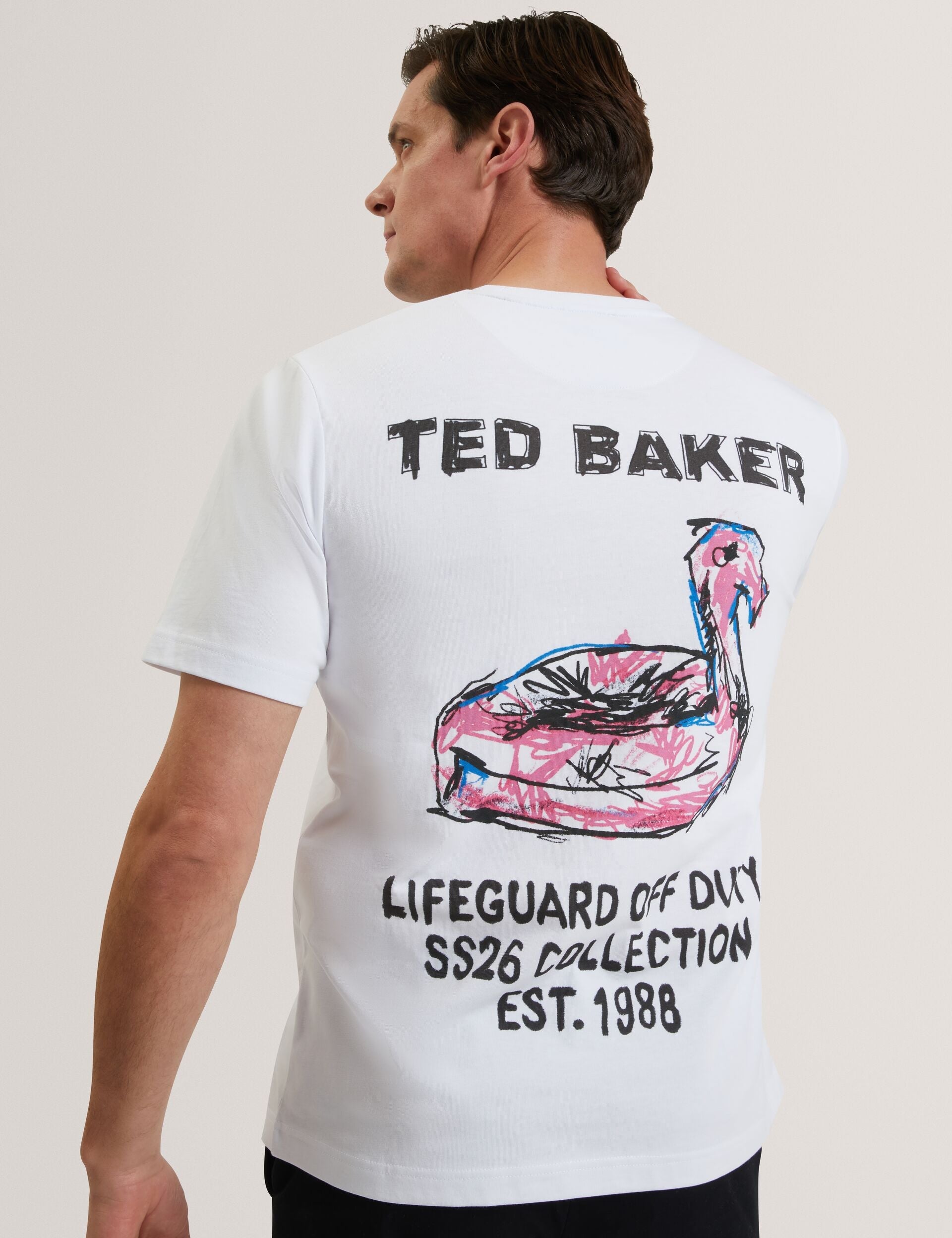 Ted Baker RAMOSS Flamingo Back Graphic Cotton T-Shirt