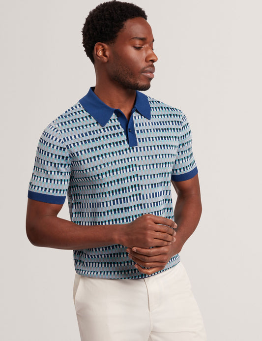 Ted Baker TADMORI Jacquard Dash Check Knitted Polo