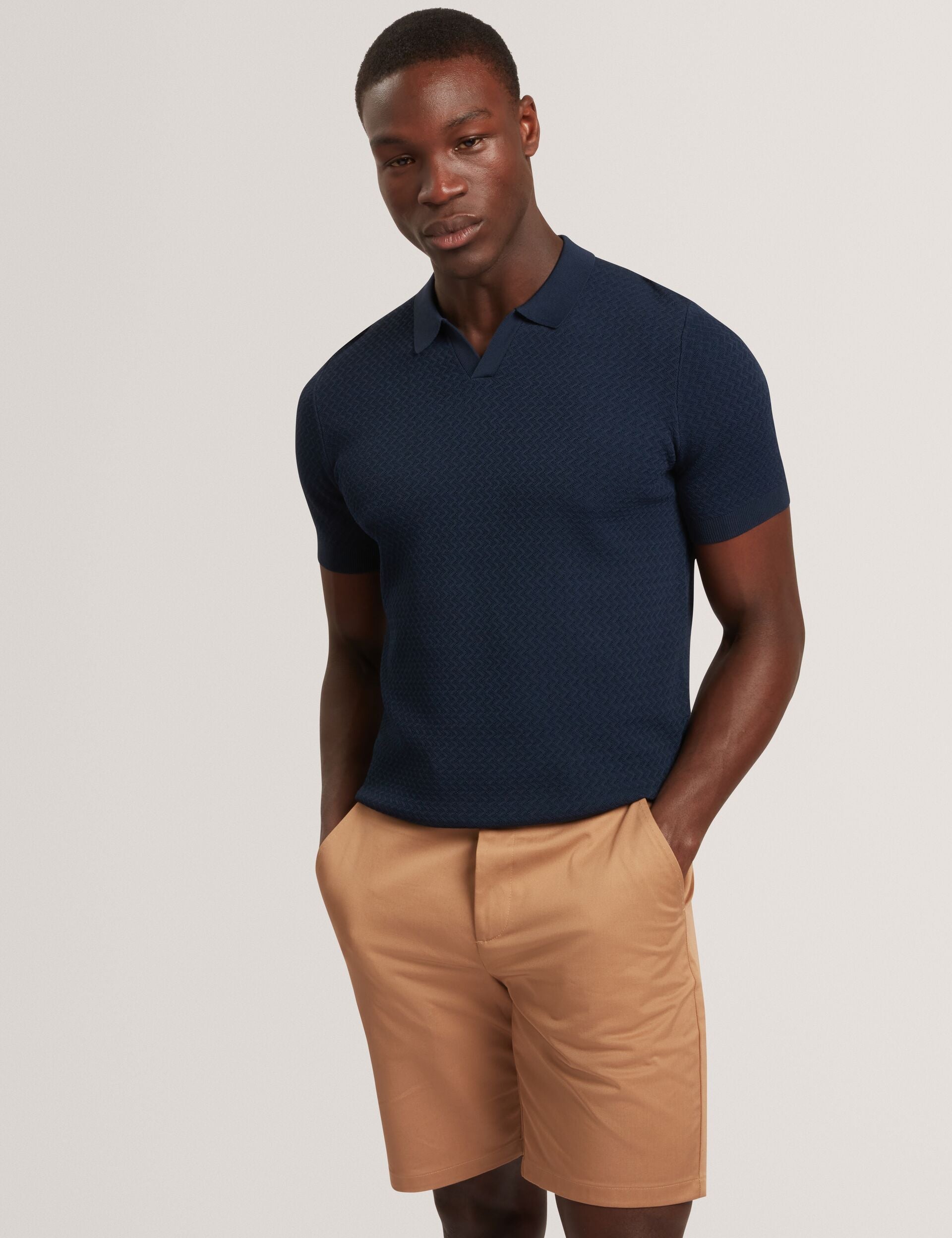 Ted Baker LUTHEN Zig Zag Knit Open Neck Polo