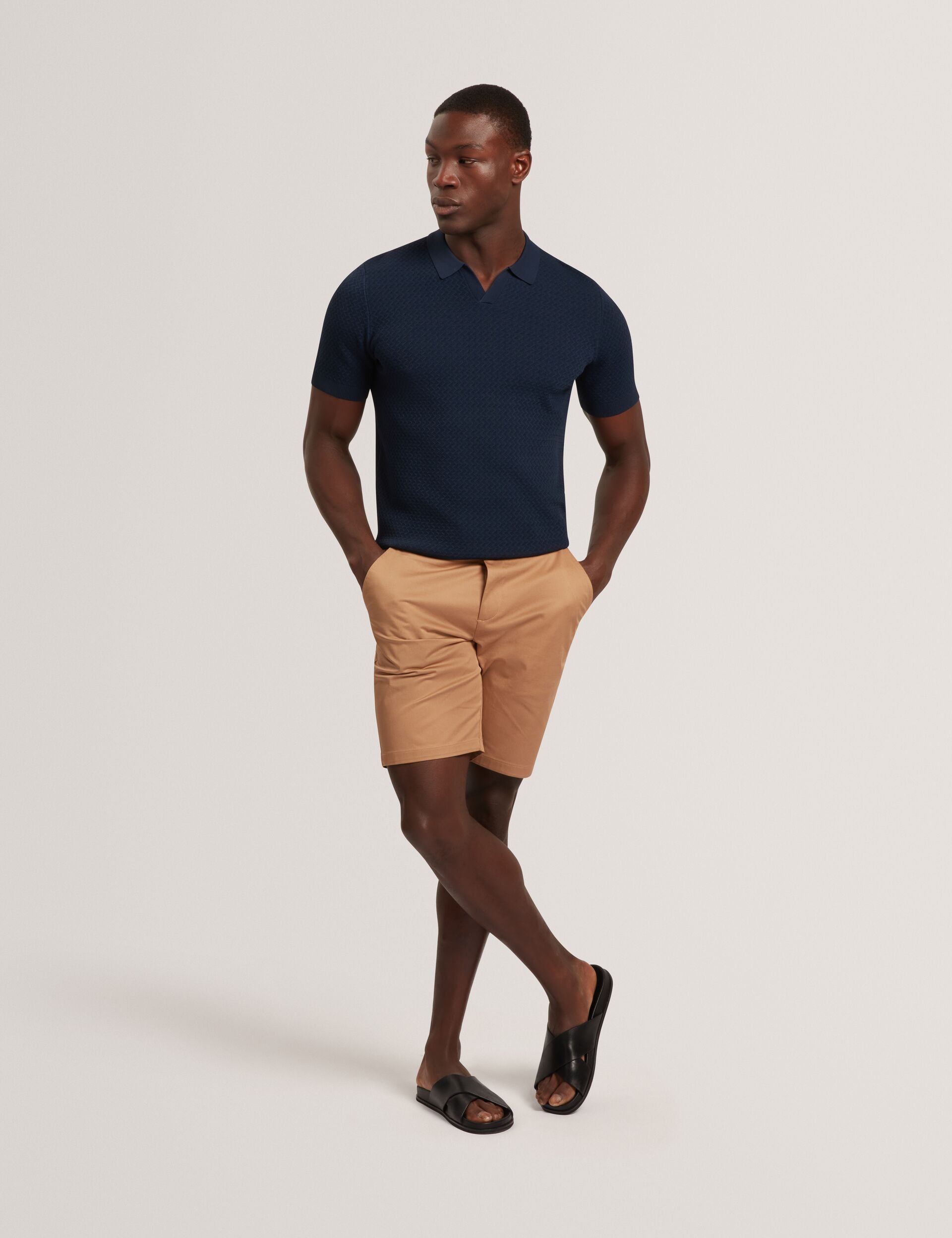 Ted Baker LUTHEN Zig Zag Knit Open Neck Polo