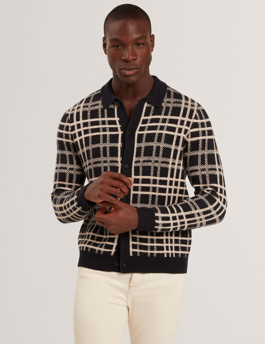 Ted Baker JOVIEN Check Print Button-Through Knit Polo