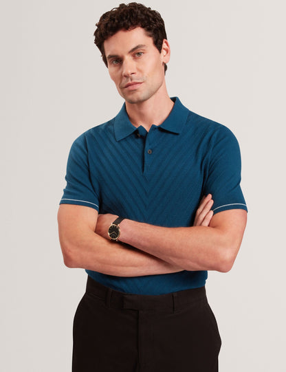 Ted Baker CHAPAL Chevron Texture Knit Short Sleeve Polo