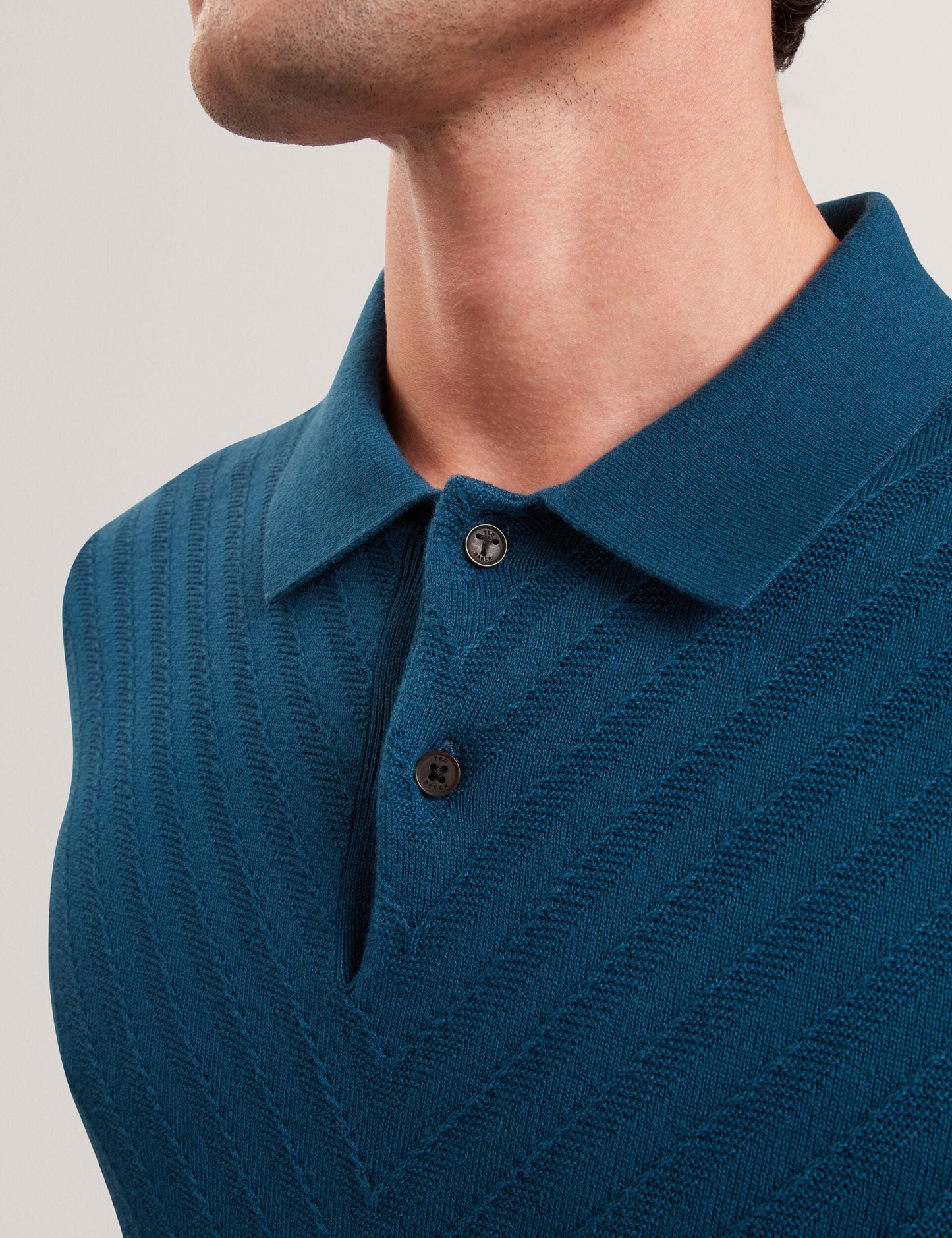 Ted Baker CHAPAL Chevron Texture Knit Short Sleeve Polo