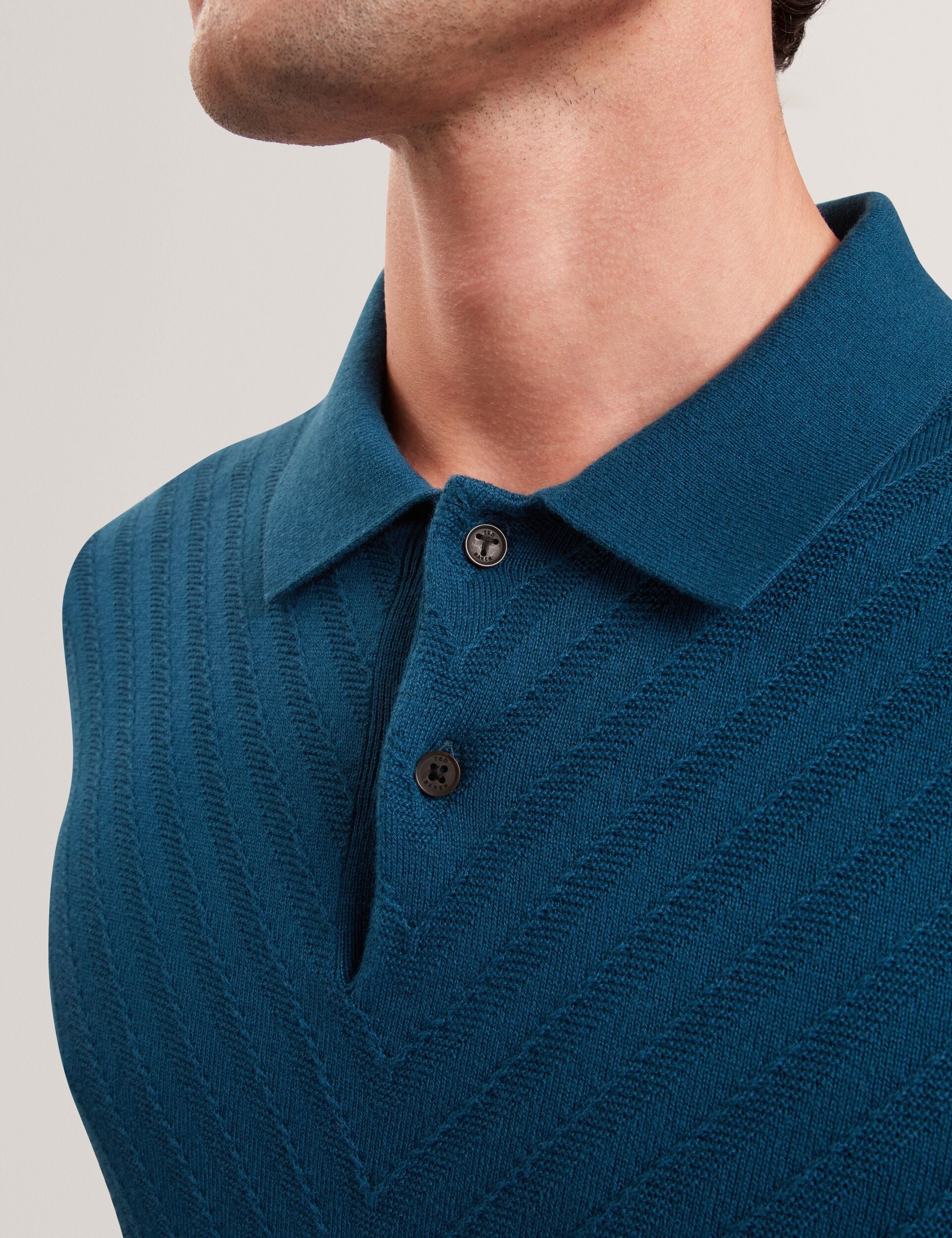 Ted Baker CHAPAL Chevron Texture Knit Short Sleeve Polo