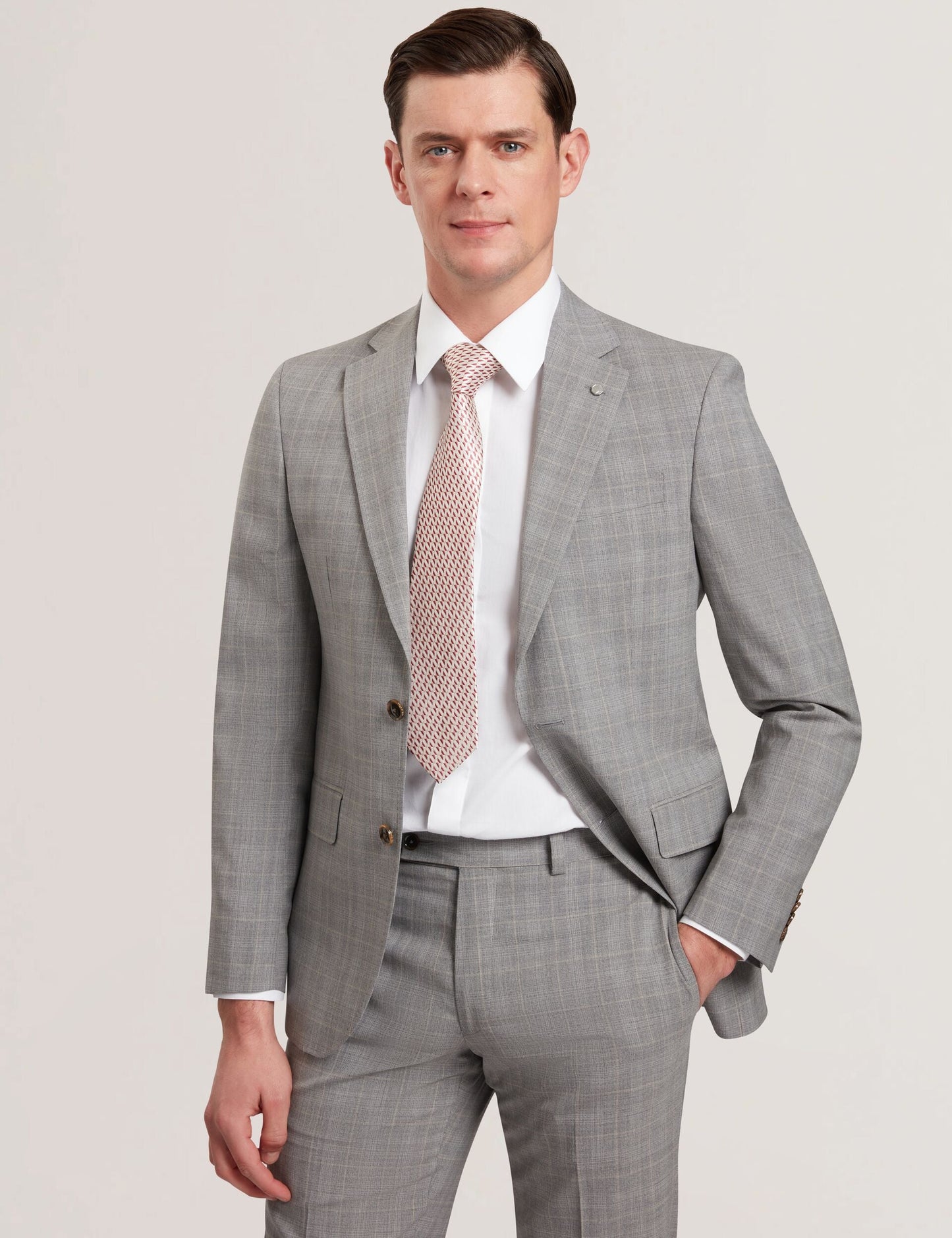 Ted Baker JAYSON - Slim Fit Grey Check Wool Suit Jacket