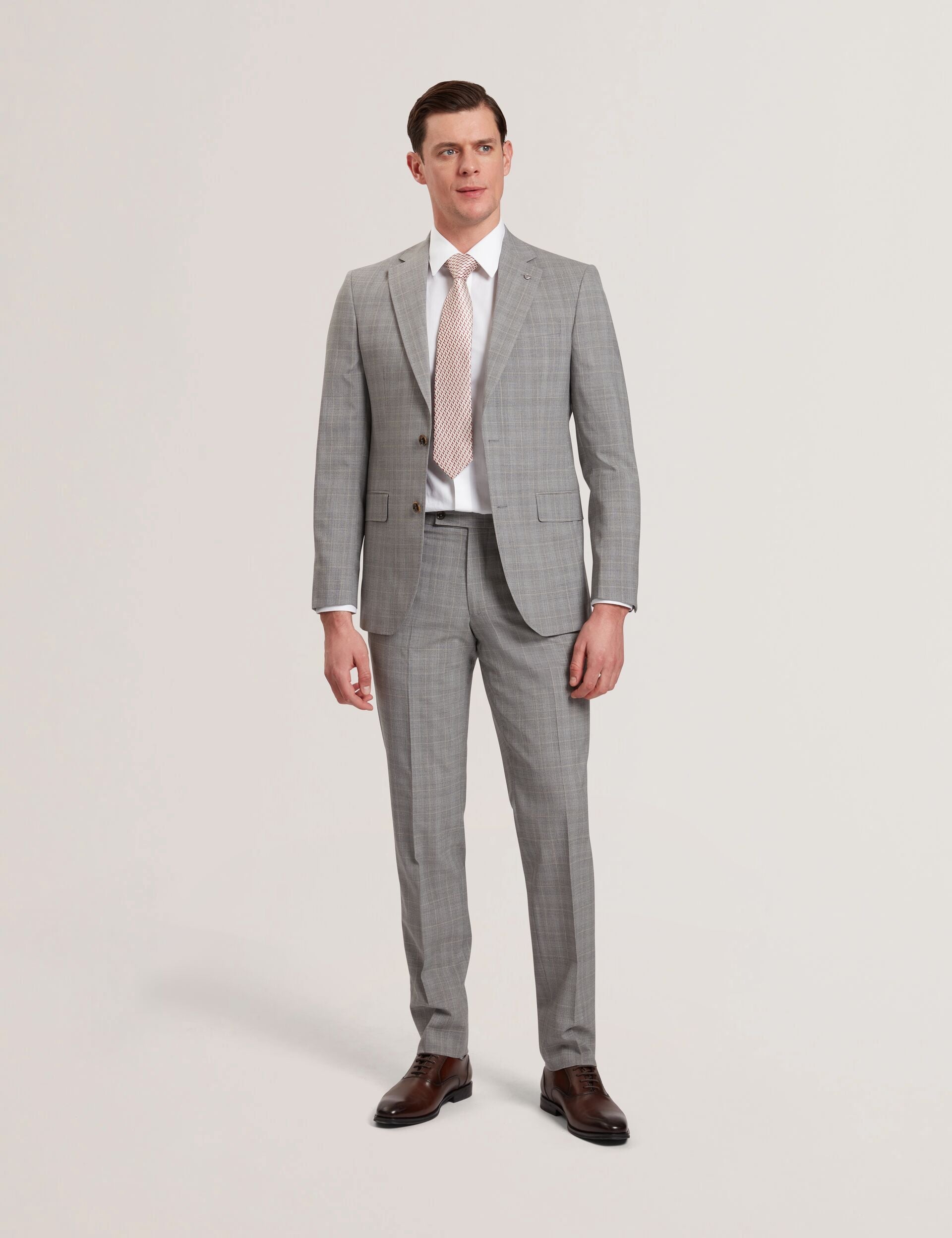 Ted Baker JAYSON - Slim Fit Grey Check Wool Suit Jacket