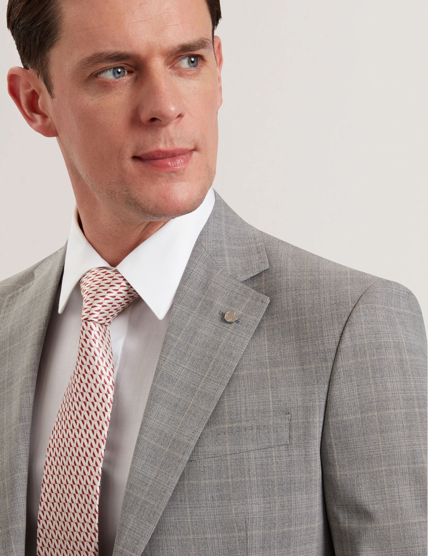 Ted Baker JAYSON - Slim Fit Grey Check Wool Suit Jacket