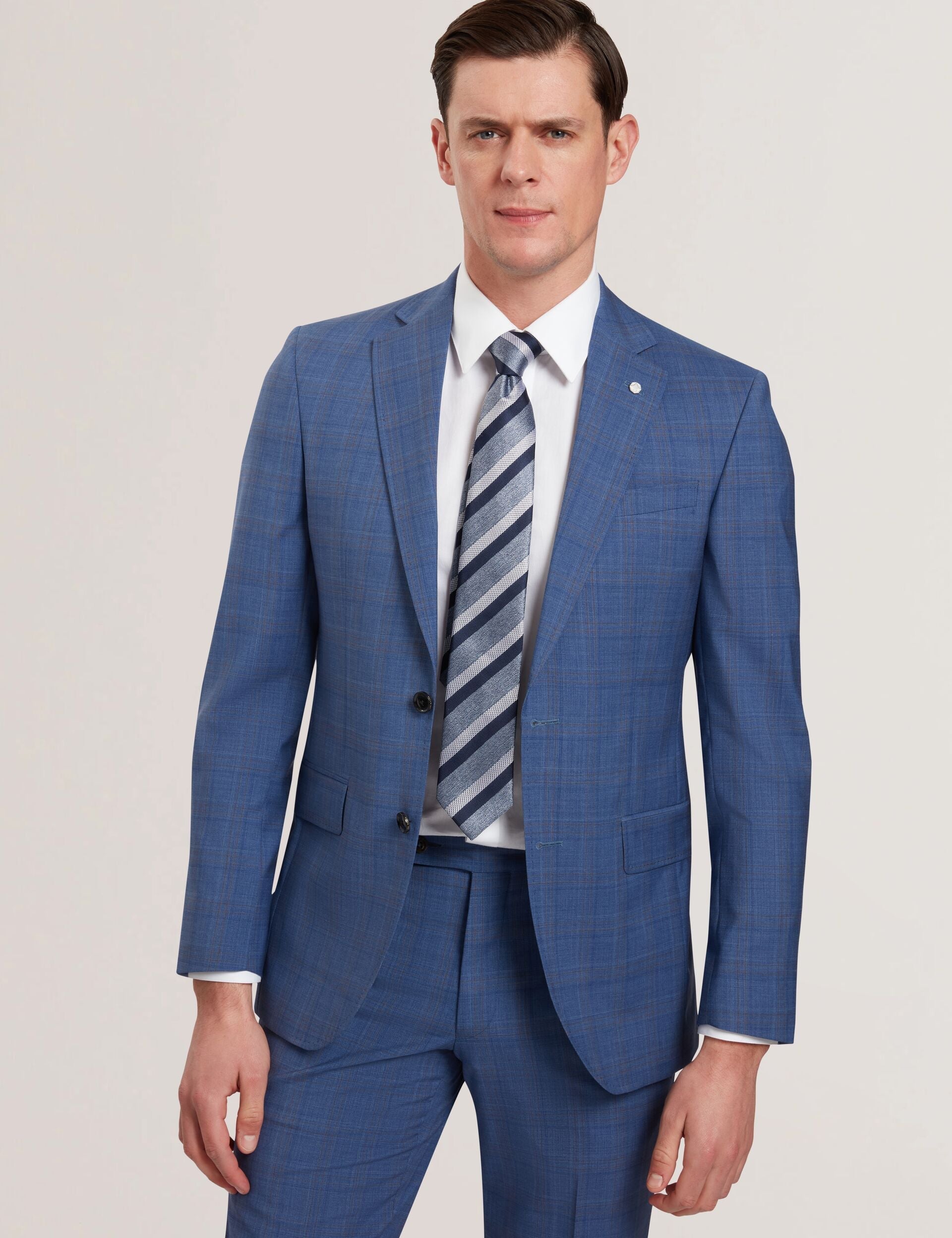 Ted Baker JAYAD - Slim Fit Blue Check Wool Suit Jacket