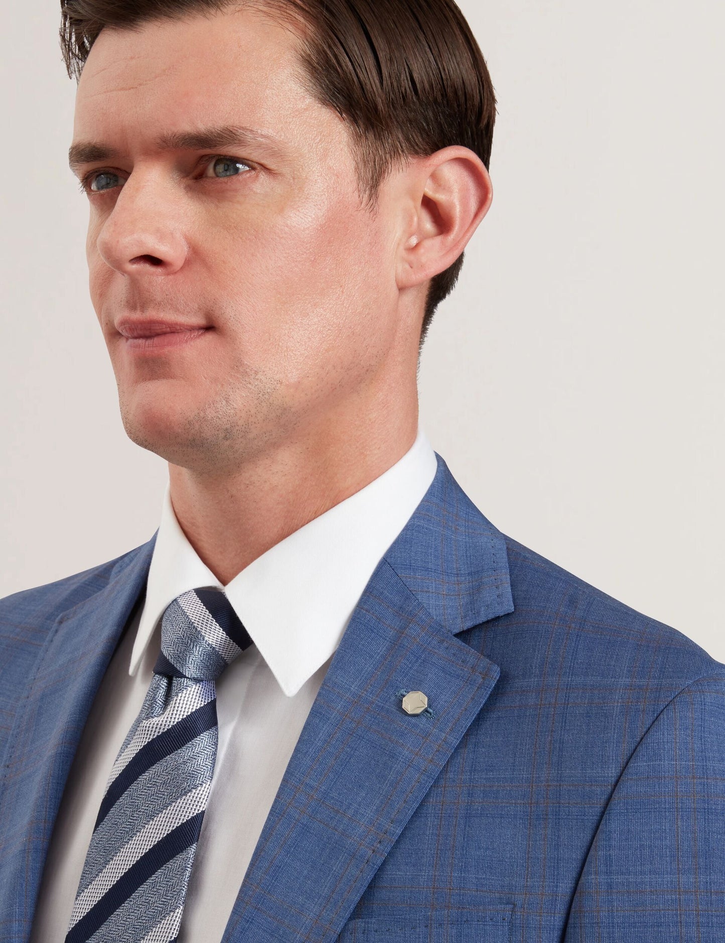 Ted Baker JAYAD - Slim Fit Blue Check Wool Suit Jacket