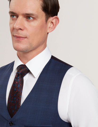 Ted Baker JAYALAV - Slim Fit Navy Check Wool Suit Vest