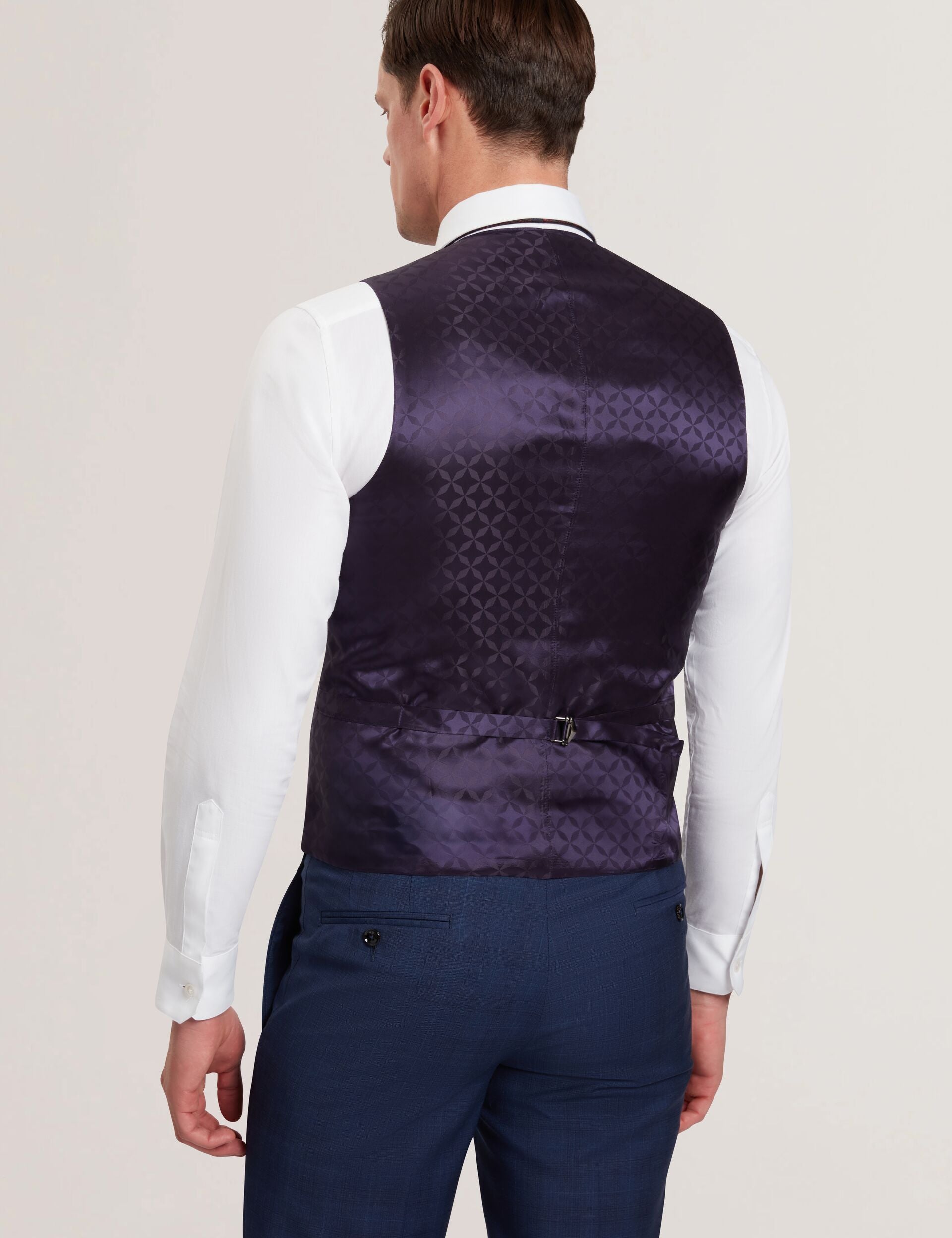 Ted Baker JAYALAV - Slim Fit Navy Check Wool Suit Vest