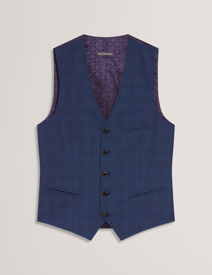 Ted Baker JAYALAV - Slim Fit Navy Check Wool Suit Vest