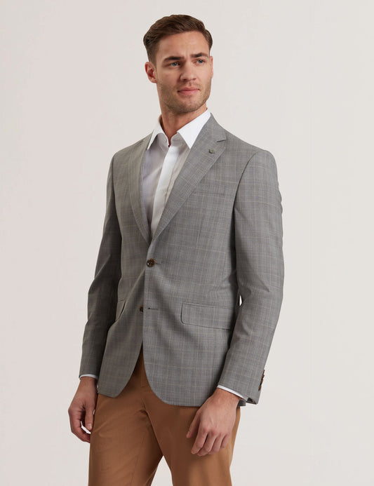 Ted Baker RON - Windowpane Check Wool Suit Jacket