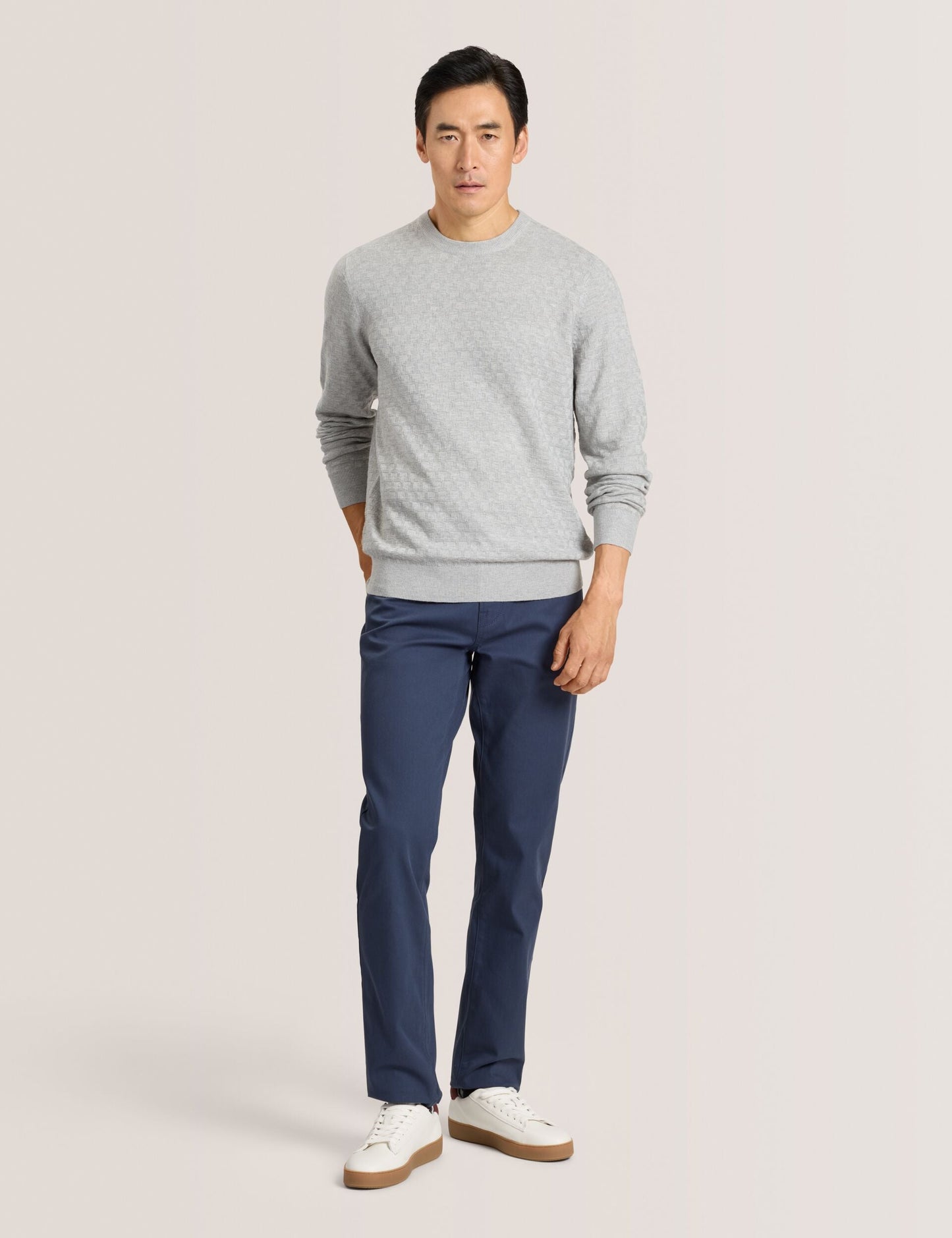 Ted Baker COMPACT HERRINGBONE TROUSERS - Blue Nights