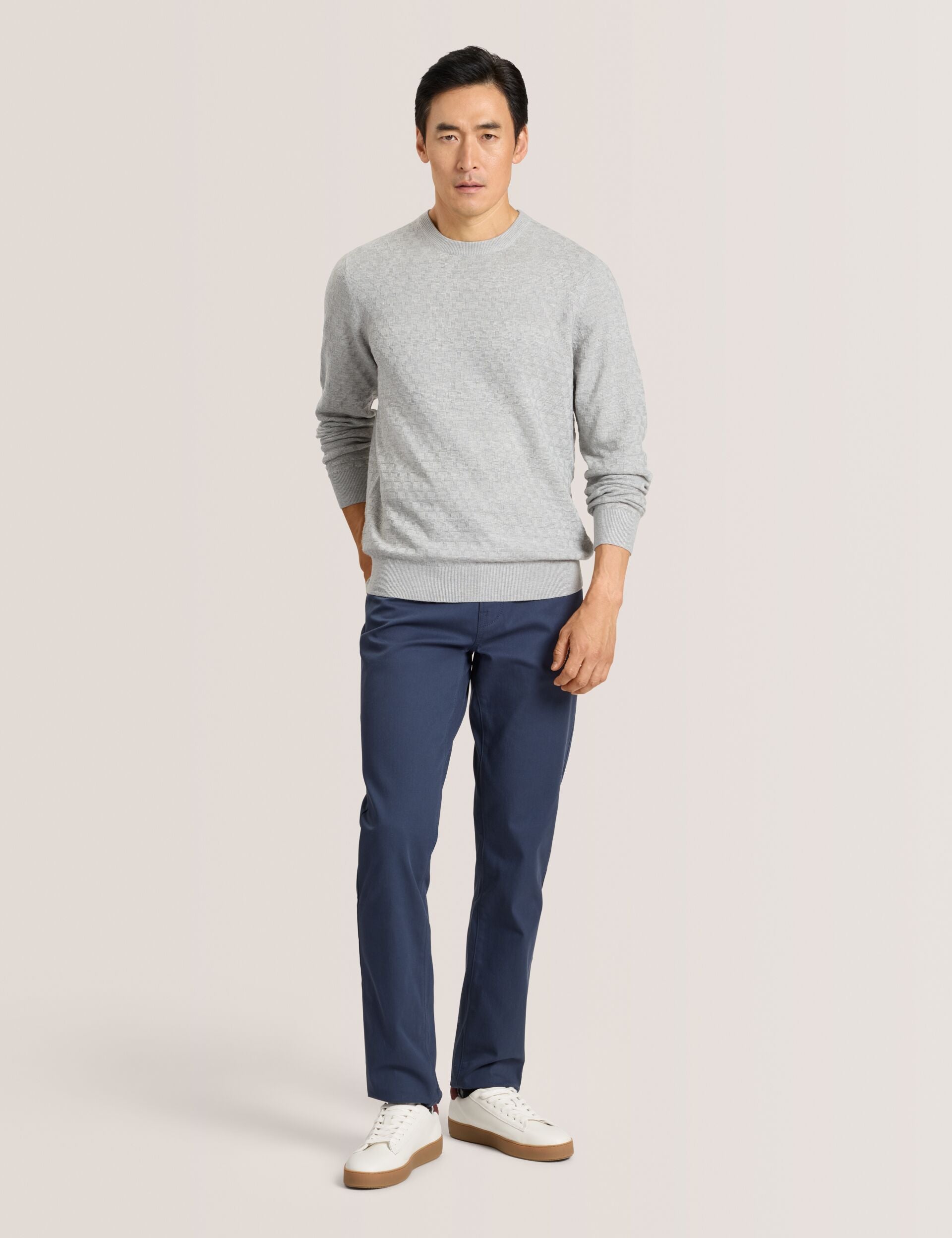 Ted Baker COMPACT HERRINGBONE TROUSERS - Blue Nights