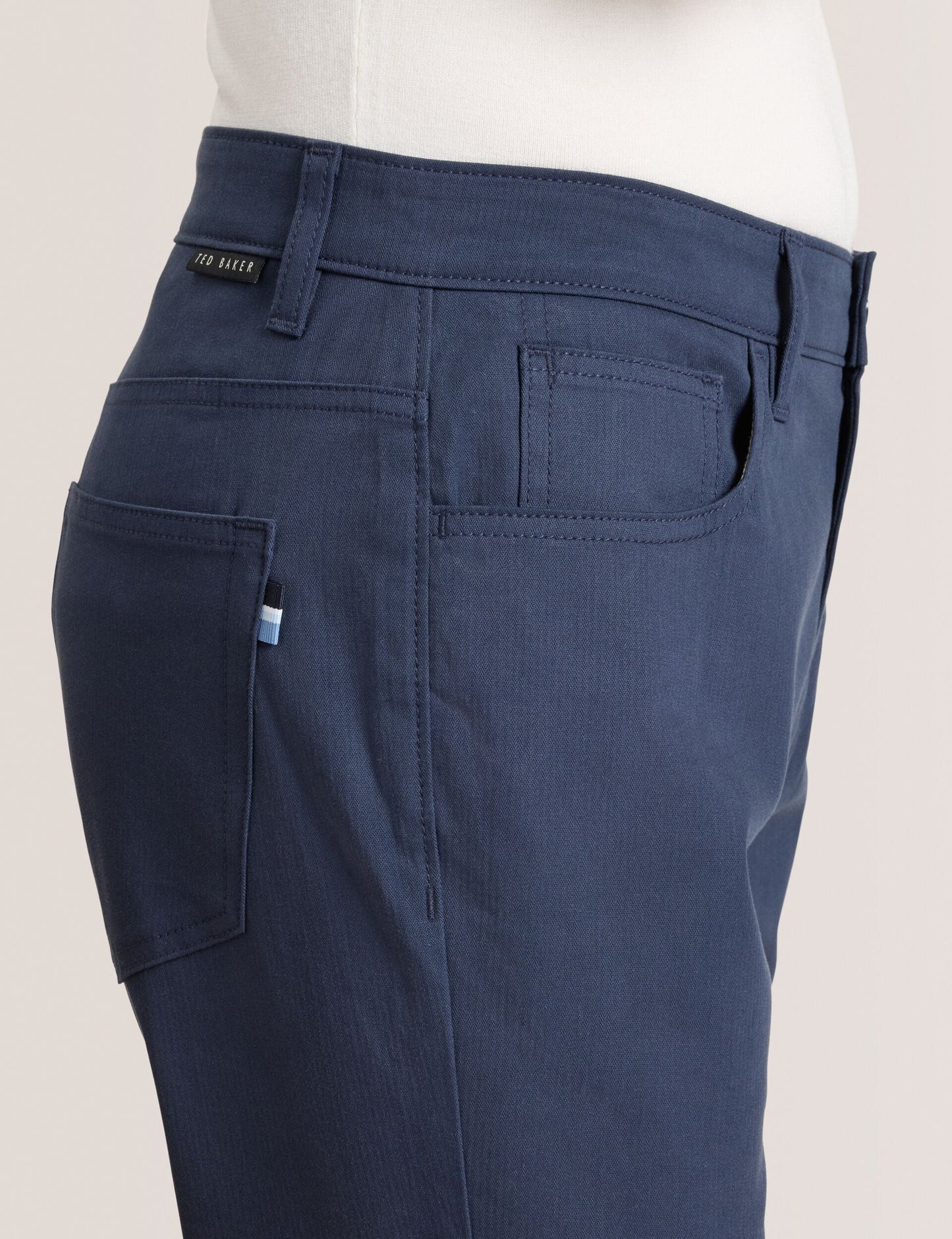 Ted Baker COMPACT HERRINGBONE TROUSERS - Blue Nights