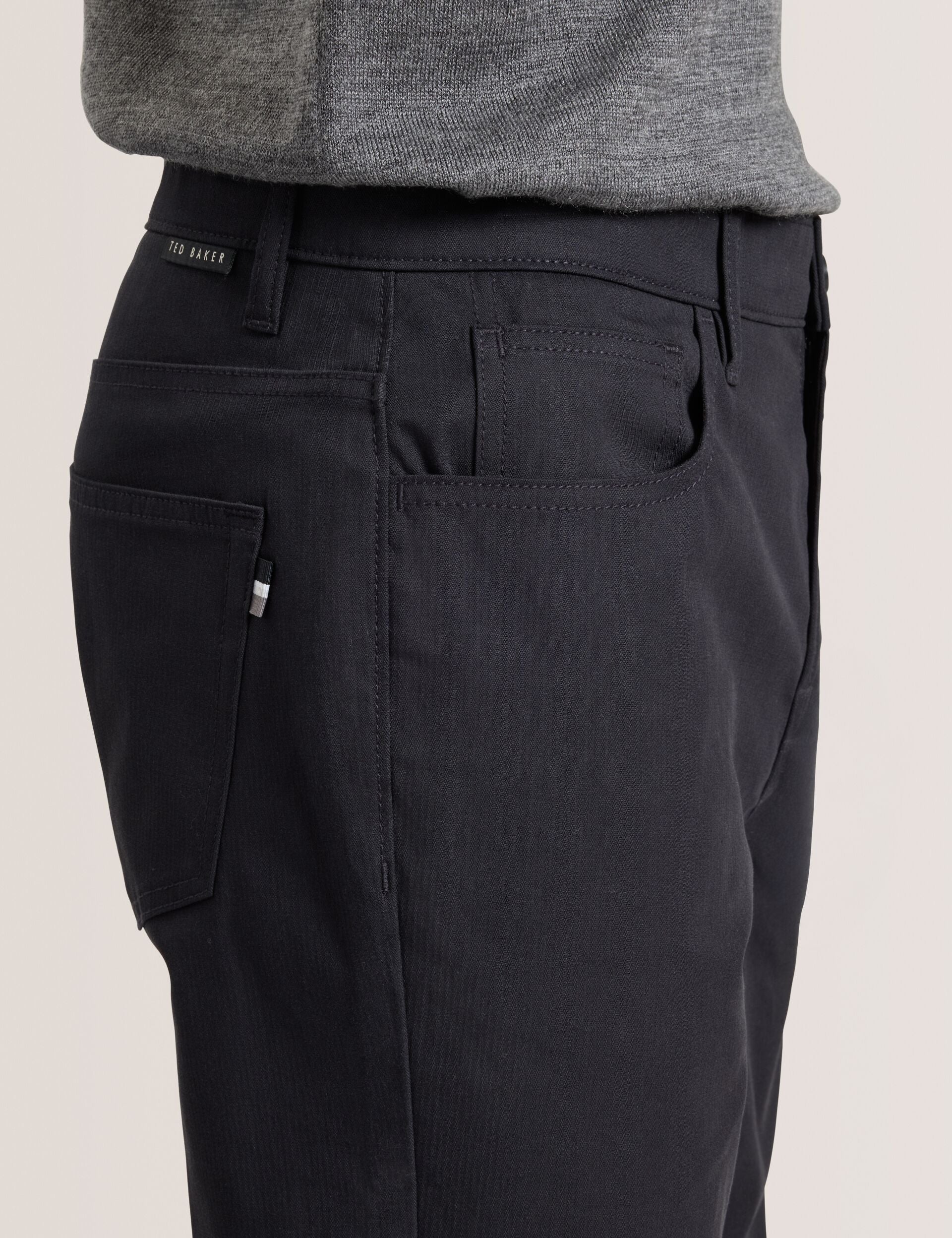 Ted Baker COMPACT HERRINGBONE TROUSERS - Black Beauty