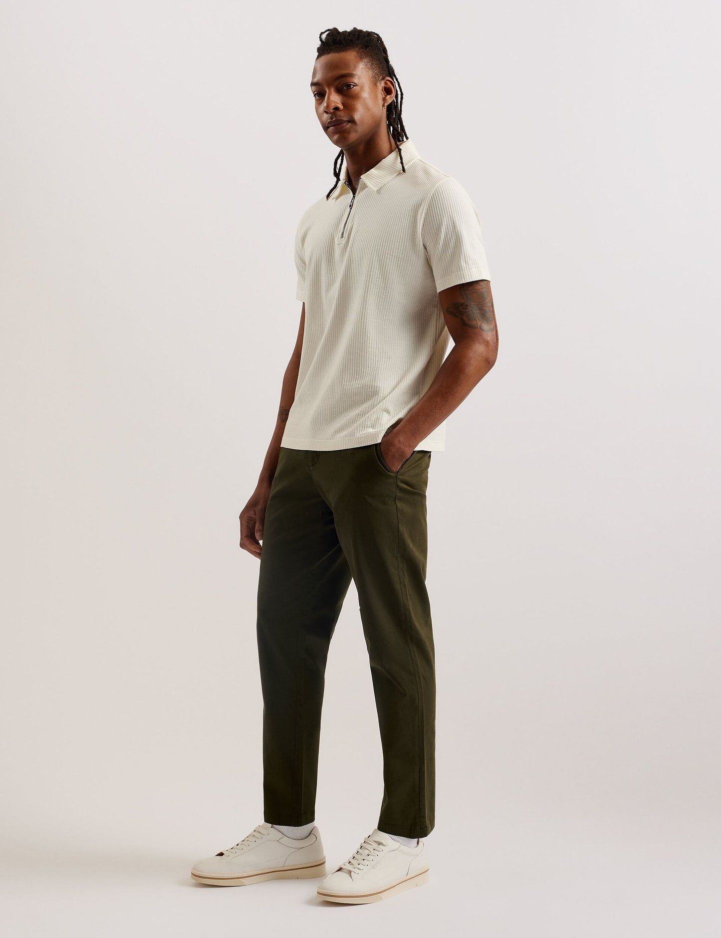 Ted Baker HAYBRN - Khaki Regular Fit Woven Texture Chinos