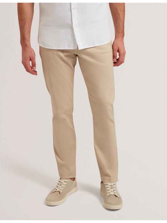 Ted Baker BATFORD - Tan Slim Fit Cotton Blend Chinos