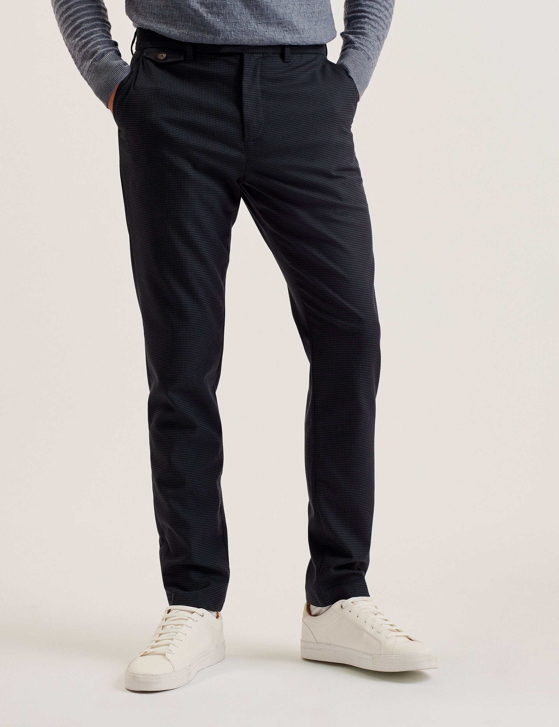 Ted Baker NOUNDS - Navy Puppytooth Check Slim Fit Pants