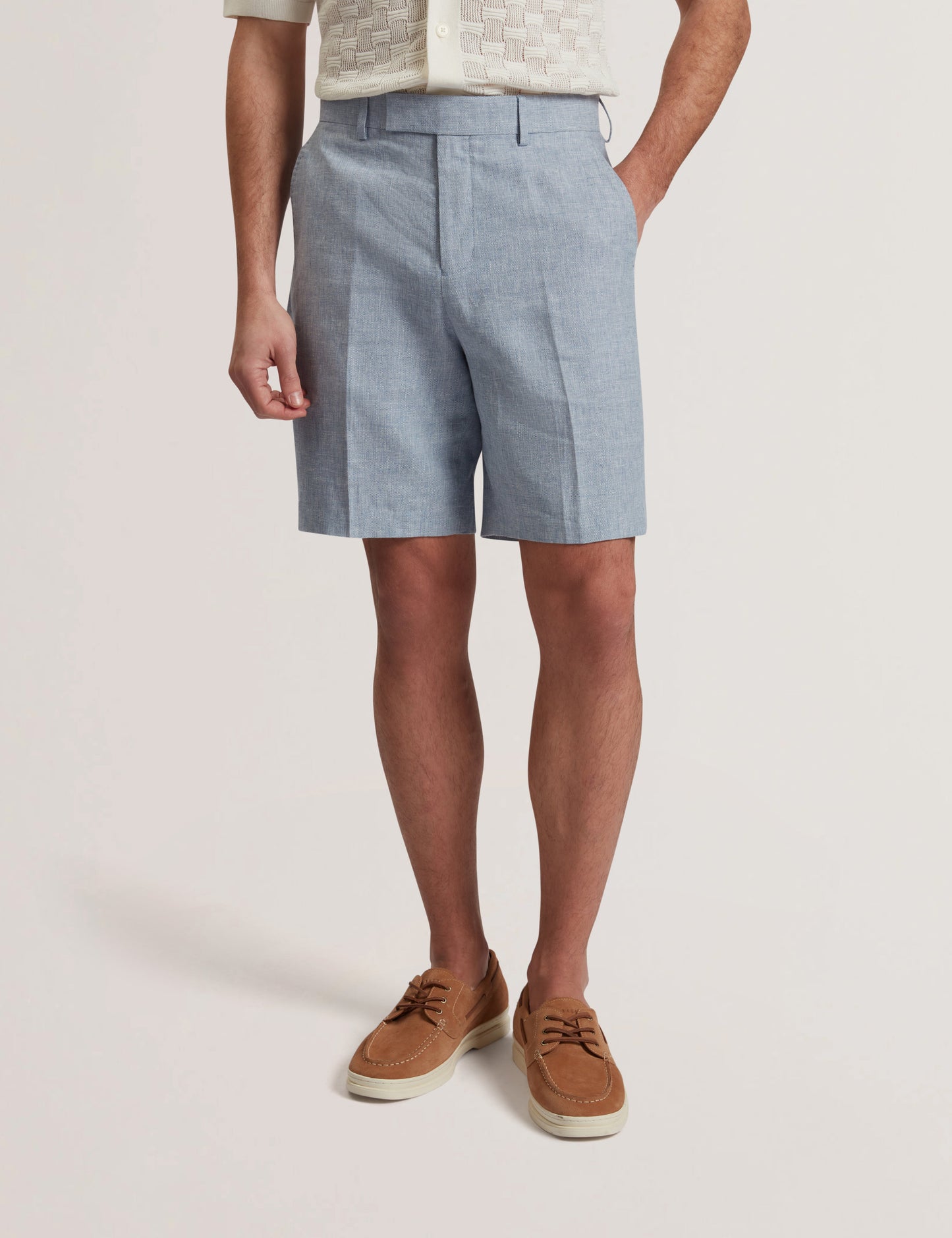 Ted Baker KENLEYS - Navy Linen Cotton Woven Tailored Shorts