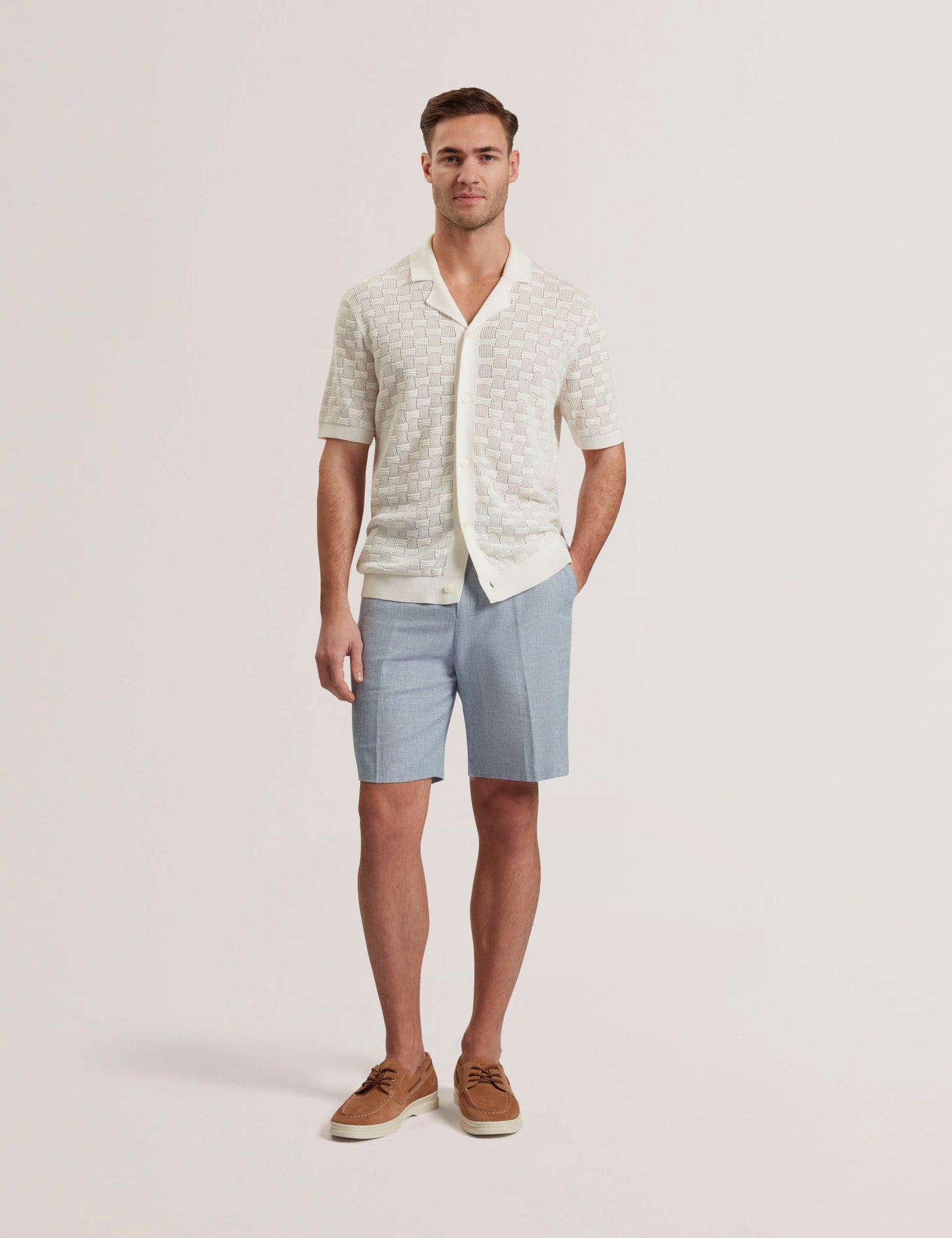 Ted Baker KENLEYS - Navy Linen Cotton Woven Tailored Shorts