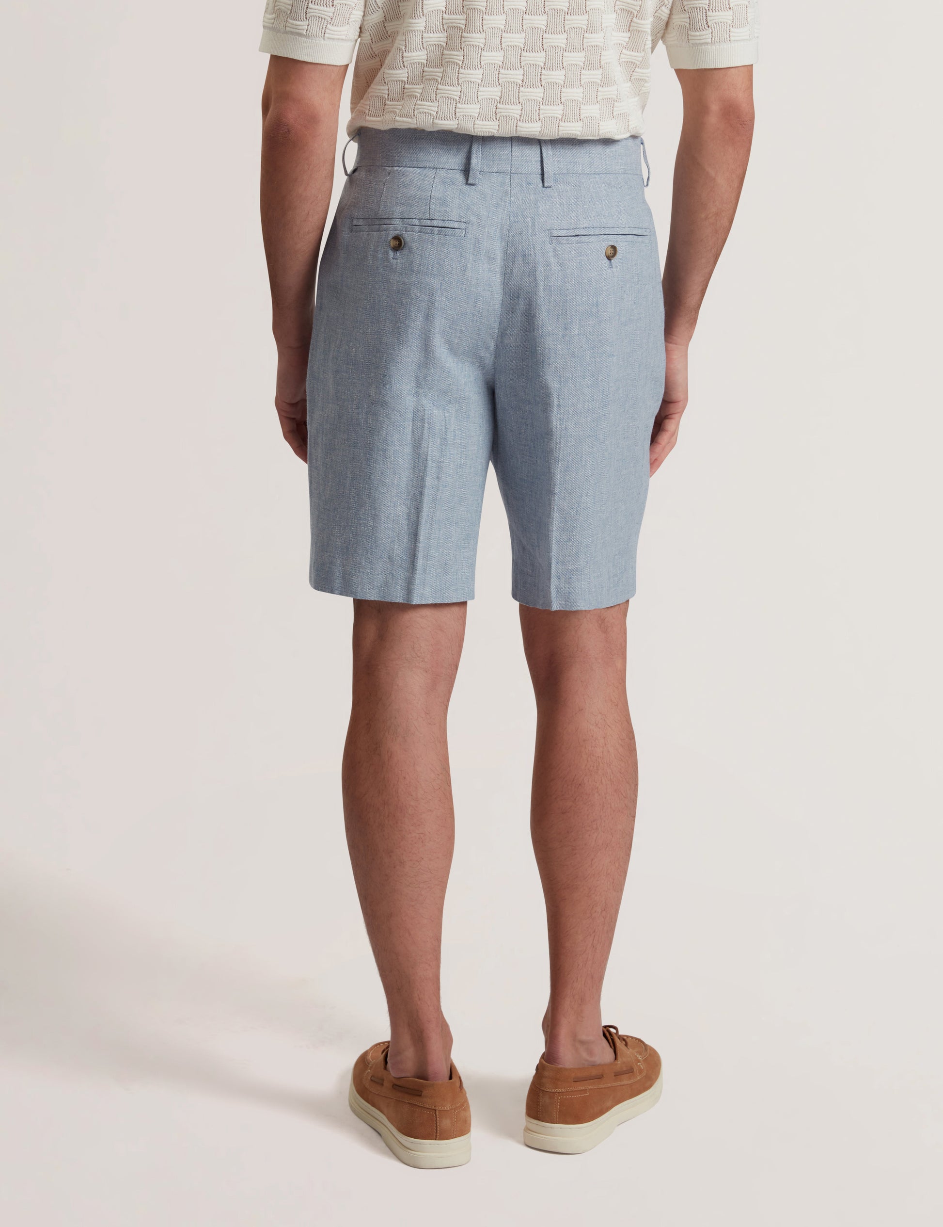 Ted Baker KENLEYS - Navy Linen Cotton Woven Tailored Shorts